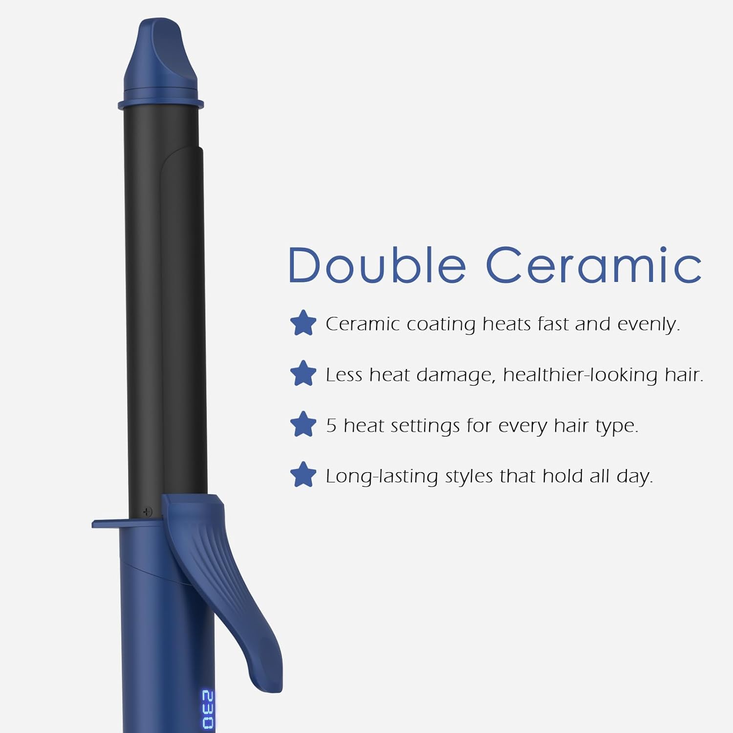 1 Inch Curling Iron Tourmaline Ceramic Long 25 mm Barrel Hair Curler, 20s Fast Heating 180–450℉ with LED Display Creates Classic Curls to Loose Waves 100–240V Dual Voltage
