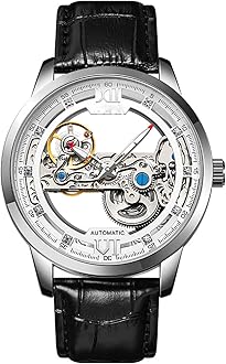 MASTOP Luxury Automatic Mechanical Men's Leather Belt Fashion Business Bronze Steel Waterproof Skeleton Watches