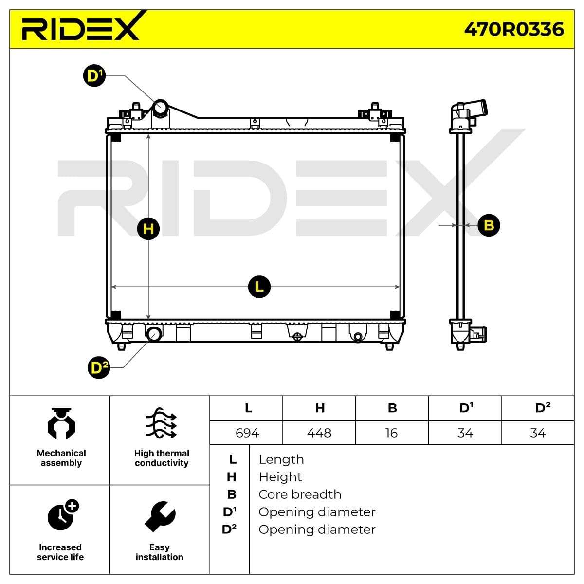 RIDEX 470R0336 Radiatore motore Compatibilità con SUZUKI Grand Vitara II SUV JT, TE, TD