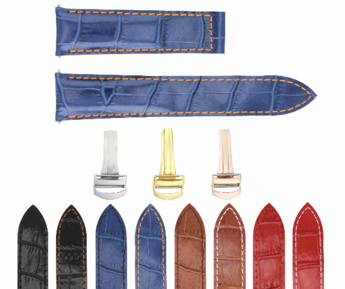 Ewatchparts 20mm Replacement Leather Watch Band Strap With Deployment Clasp Compatible With Cartier Tank Francaise