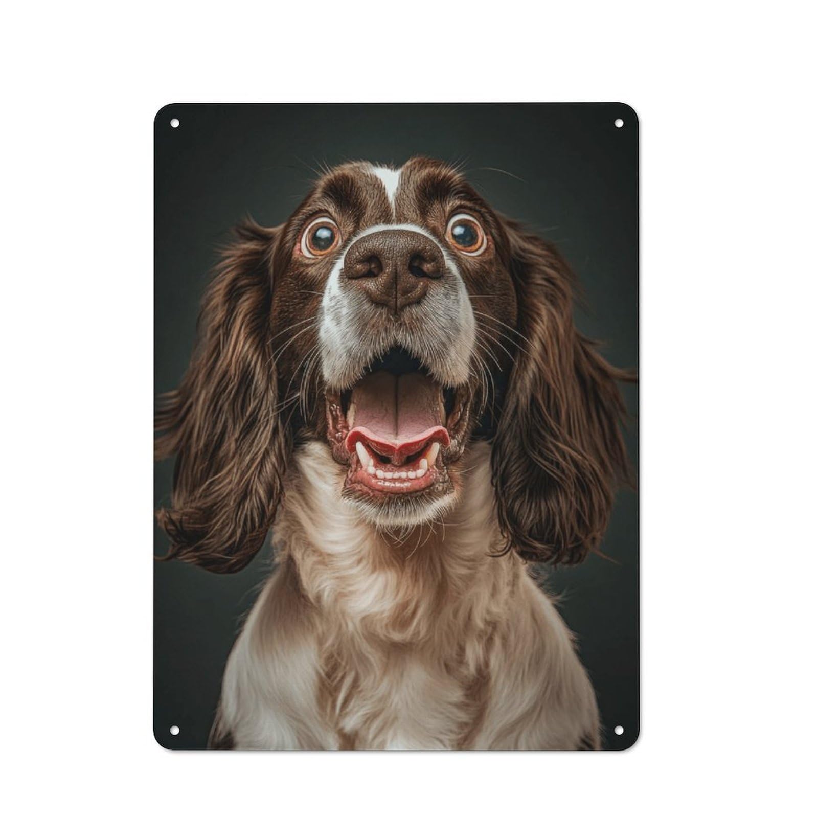 Junmoney Style-4 Metal Sign 40X30cm With Happy Springer Spaniel Dog For Hallway Wall, Retro Decor, Autumn Home Decor For Collectors Of Metal Signs