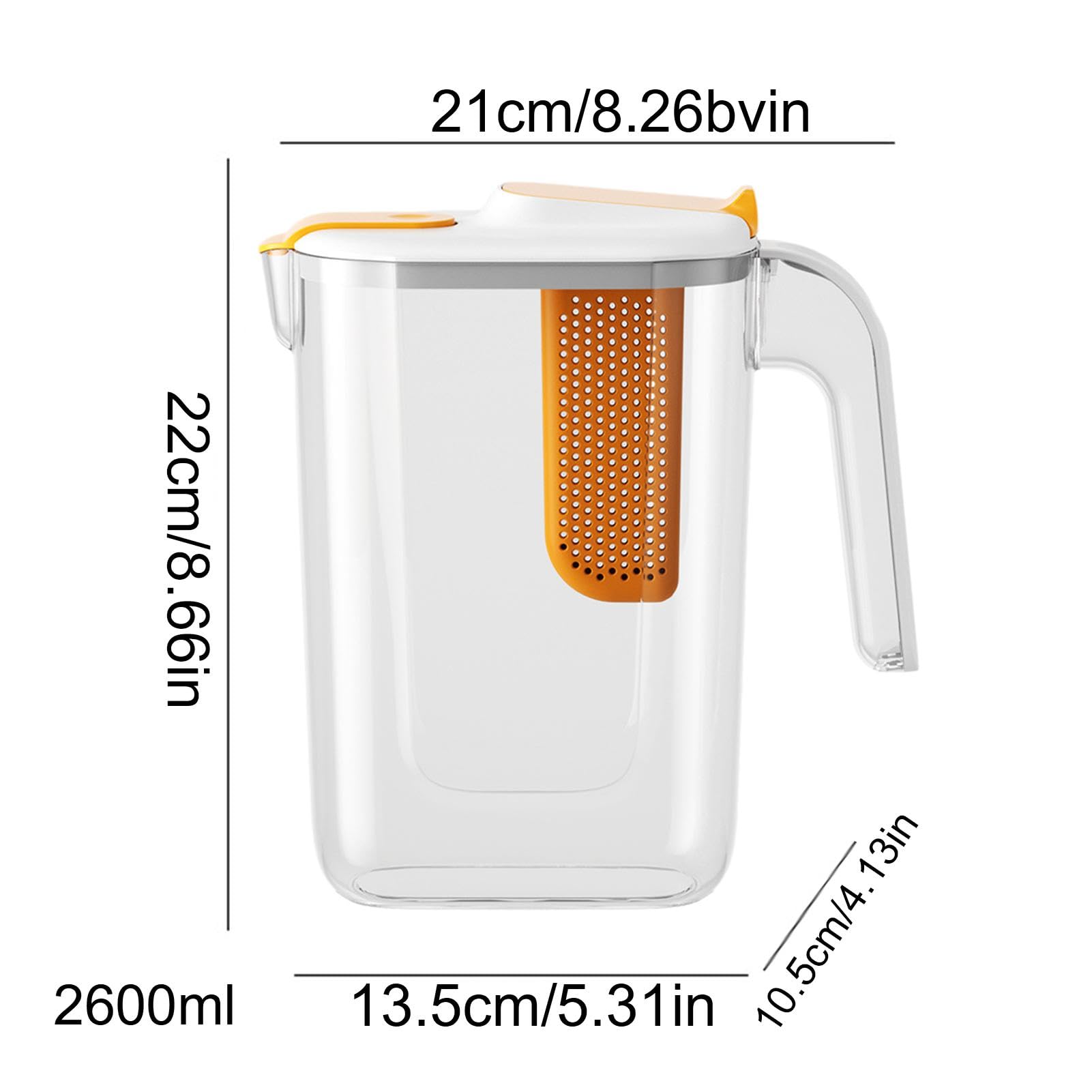 Jarra infusora de frutas grande, jarra de agua con infusión de 2600 ml, jarra infusora resistente al calor, jarra de bebidas con infusión de frutas, jarra infusora de frutas de gran capacidad, jarra