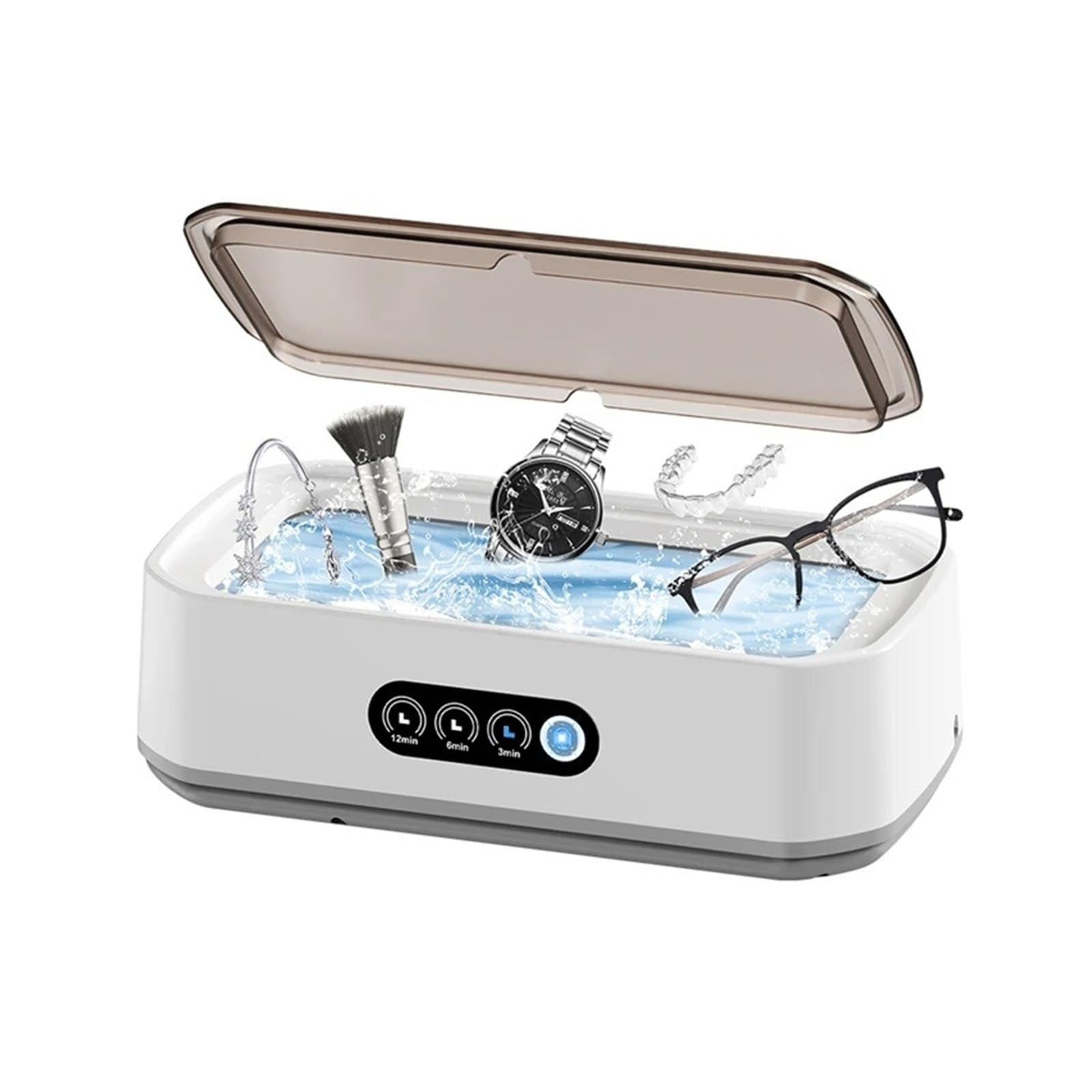 Nettoyeur à ultrasons, Nettoyeur de bijoux ultra-rapide et puissant, grande capacité réglable, 650 ml