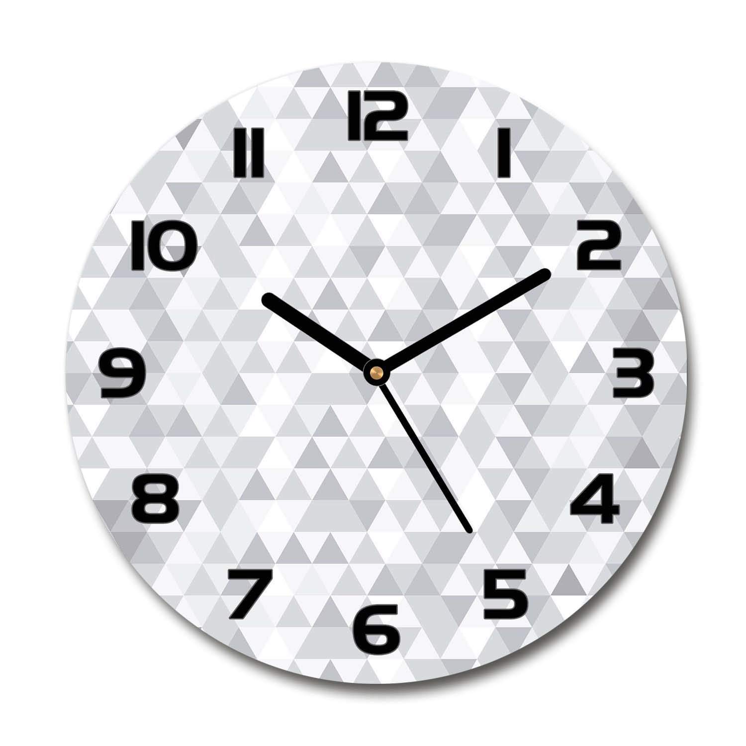 Horloge en Verre 60x60cm Tulup Silencieuse à Poser avec Triangles Gris Design