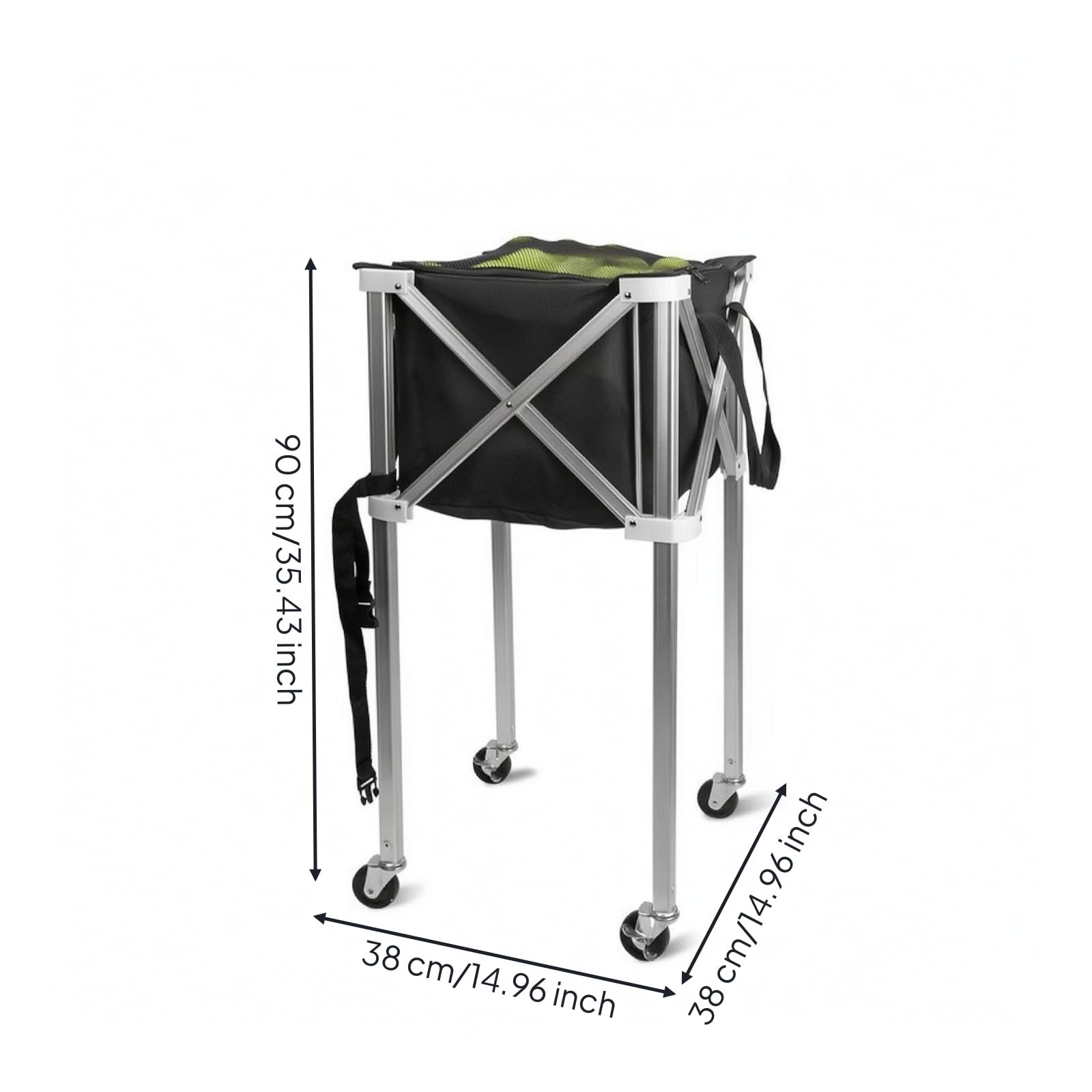 Carrello Porta Palline da Tennis Pieghevole Leggero Carrello Porta Palline da Tennis con Ruote Antiruggine Contenitore per Allenamenti, Tennis Cart