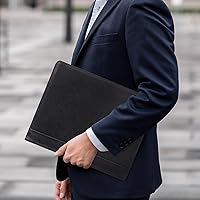 Vista 4 de AZXCG Portafolio de currículum, organizador de carpetas de negocios con cremallera y acabado mate de piel sintética, color negro (personalizable)