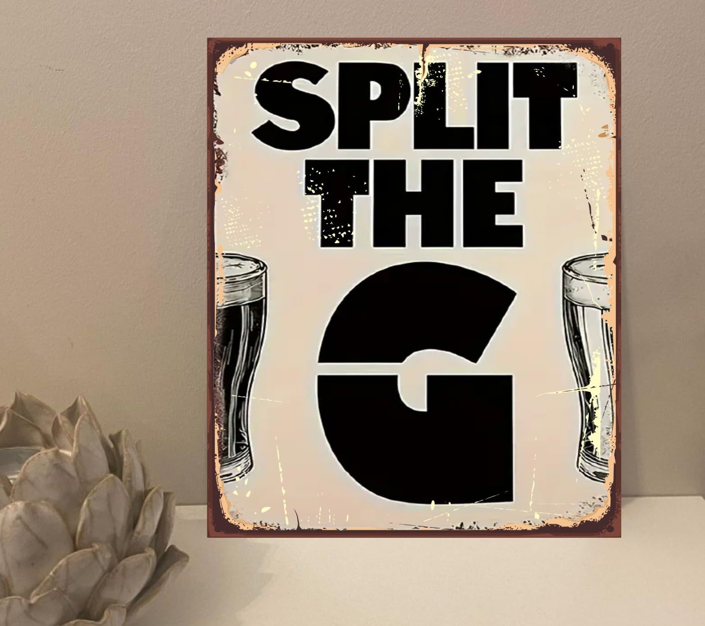 1x Split The G Bar/Pub Man Cave Rustic Retro Metal Novelty Plaque Sign Gift mt883 (200mm x 150mm)
