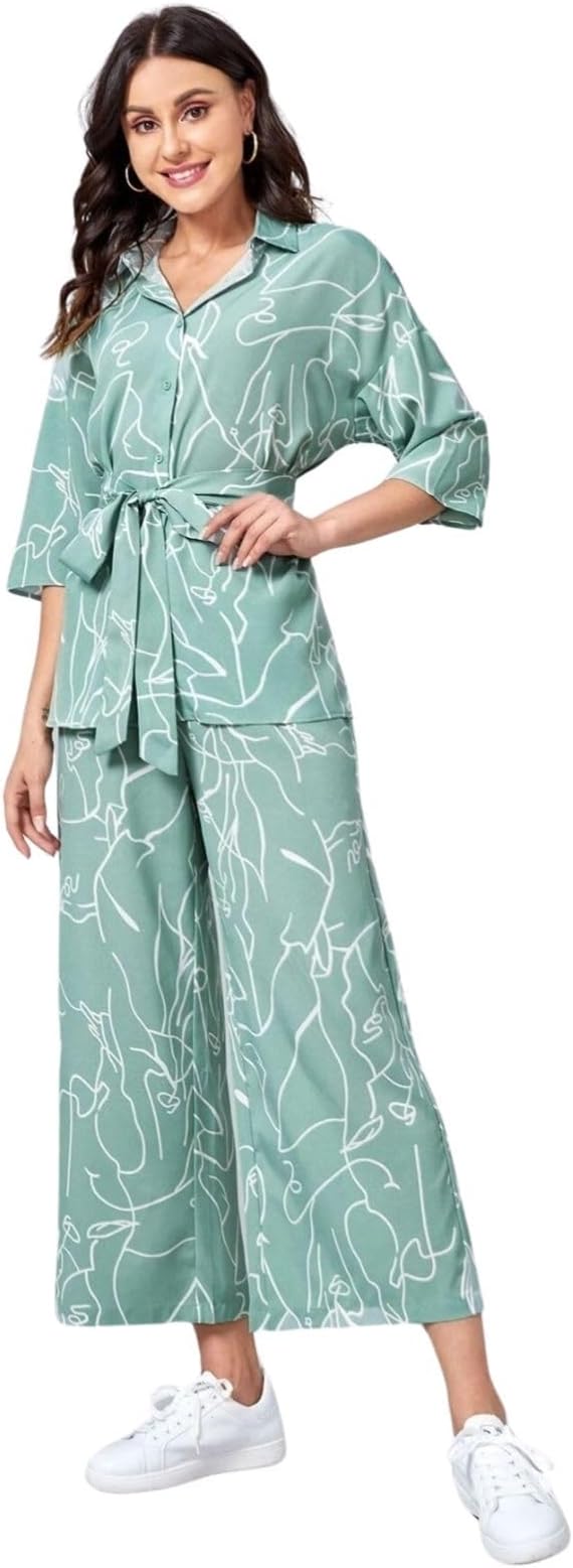 Womens Casual Rayon Blend Regular Fit Co-Ord Set