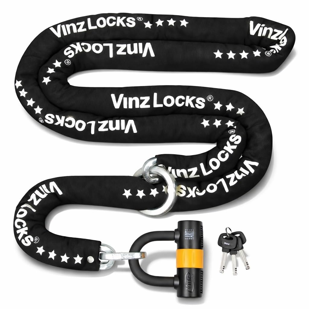 Vinz Trivor ART 4 Blokada łańcuchowa z pętlą, akcesoria motocyklowe, blokada skutera, blokada typu U, 120–300 cm (3 m) x Ø 10,5 mm (300 cm)
