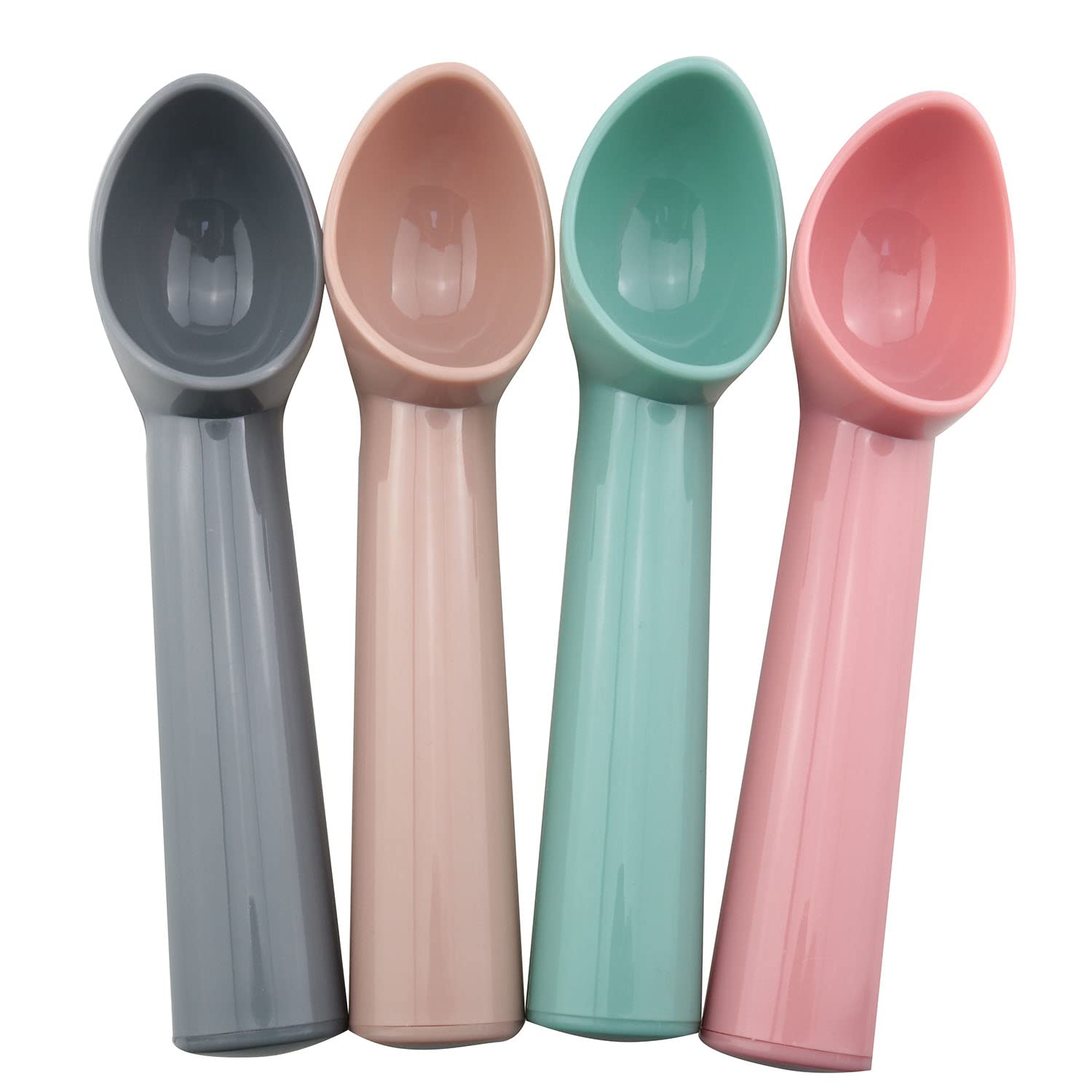 JCBIZ 4pcs Plastic Ice Cream Scoop Fruit Spoons Melon Baller Watermelon Scooper Kitchen Accessories 4 Colors (Gray, Rose Pink, Blue, Pink)