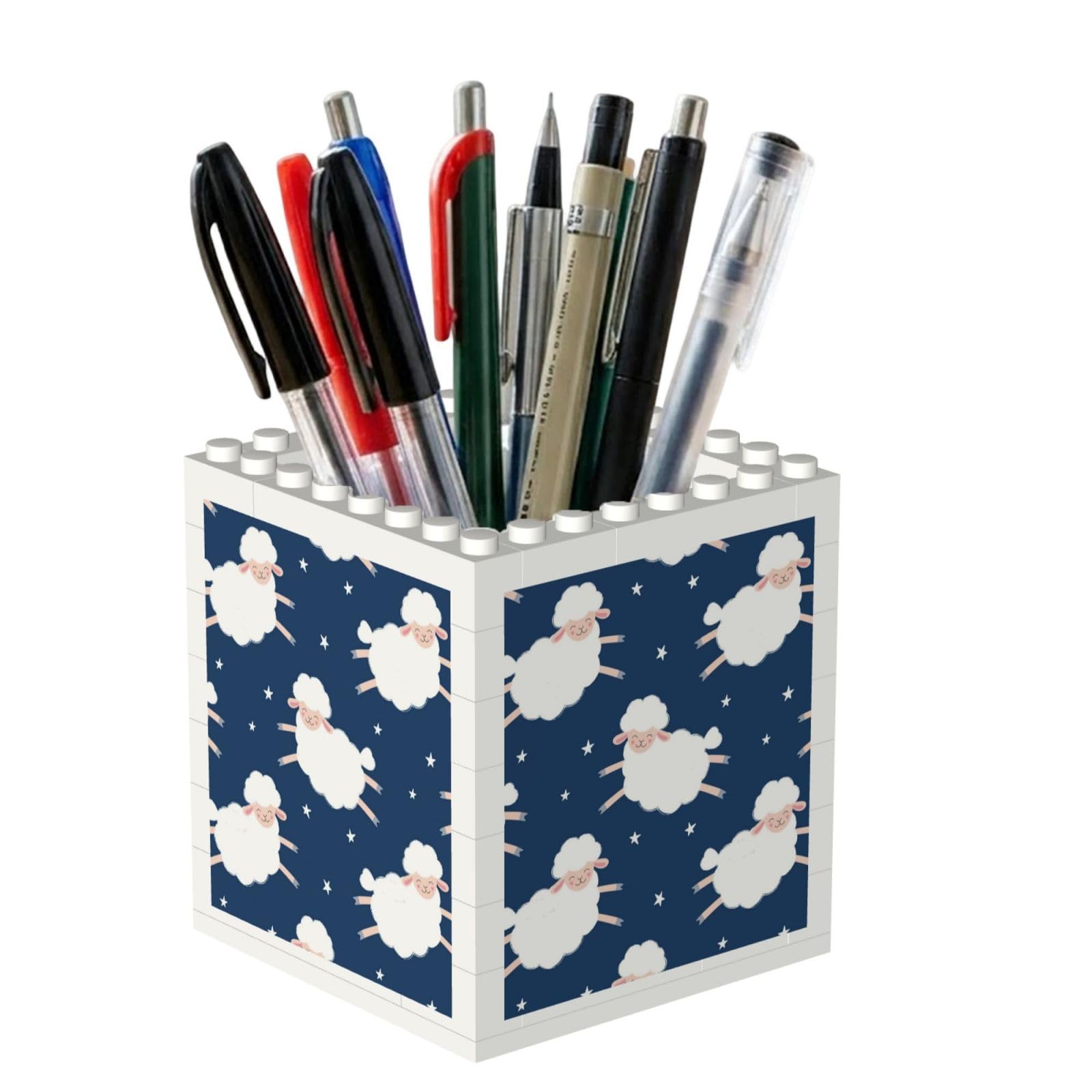 Poadnly Sheep On A Starry Sky, Pen Pot Pencil Holder for Office Home School, Compact Desk Organiser for Office Stationery