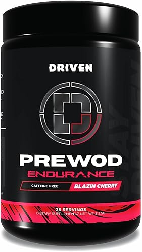 Driven PREWOD Pre-entrenamiento sin cafeína – 25 porciones – Suplemento sin estimulantes con soporte de beta-alanina, citrulina y electrolitos –