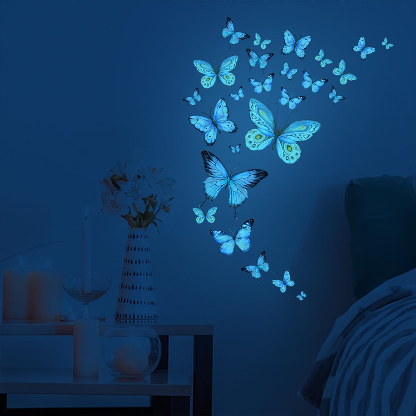 Funalix 3D Schmetterlinge Wandaufkleber Selbstklebend – Bunt Aquarell Schmetterlings Deko Für Wohnzimmer & Kinderzimmer (11.8x23.6inch)