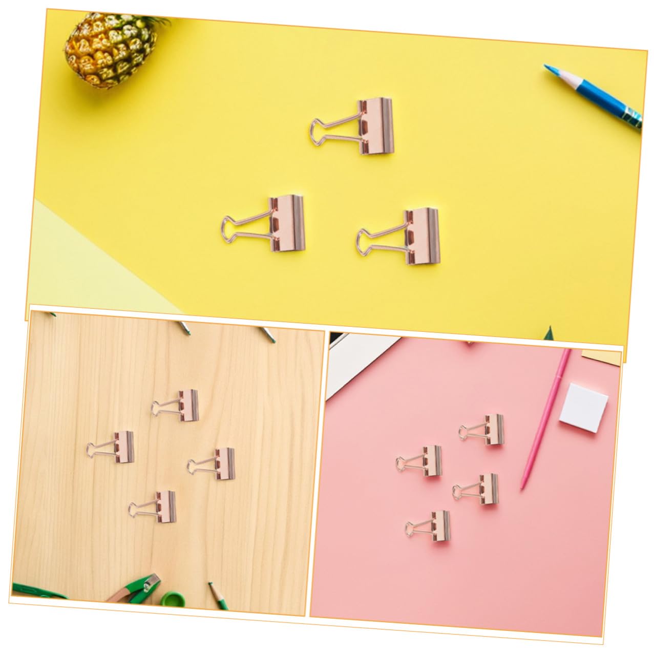100pezzi Fermagli in Metallo Oro Rosa Clip per Raccoglitori e Planner Organizzatore di Documenti e Accessorio da Ufficio e Casa