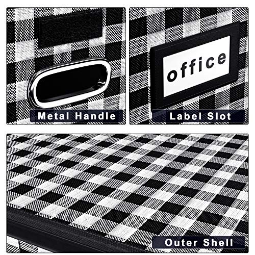 Huolewa Decorative Collapsible File Storage Organizer Boxes with Lids, Hanging Filing & Storage Boxes for Office/Decor/Home, Filing System for File and Folders Storag - (Black & White Lattice)