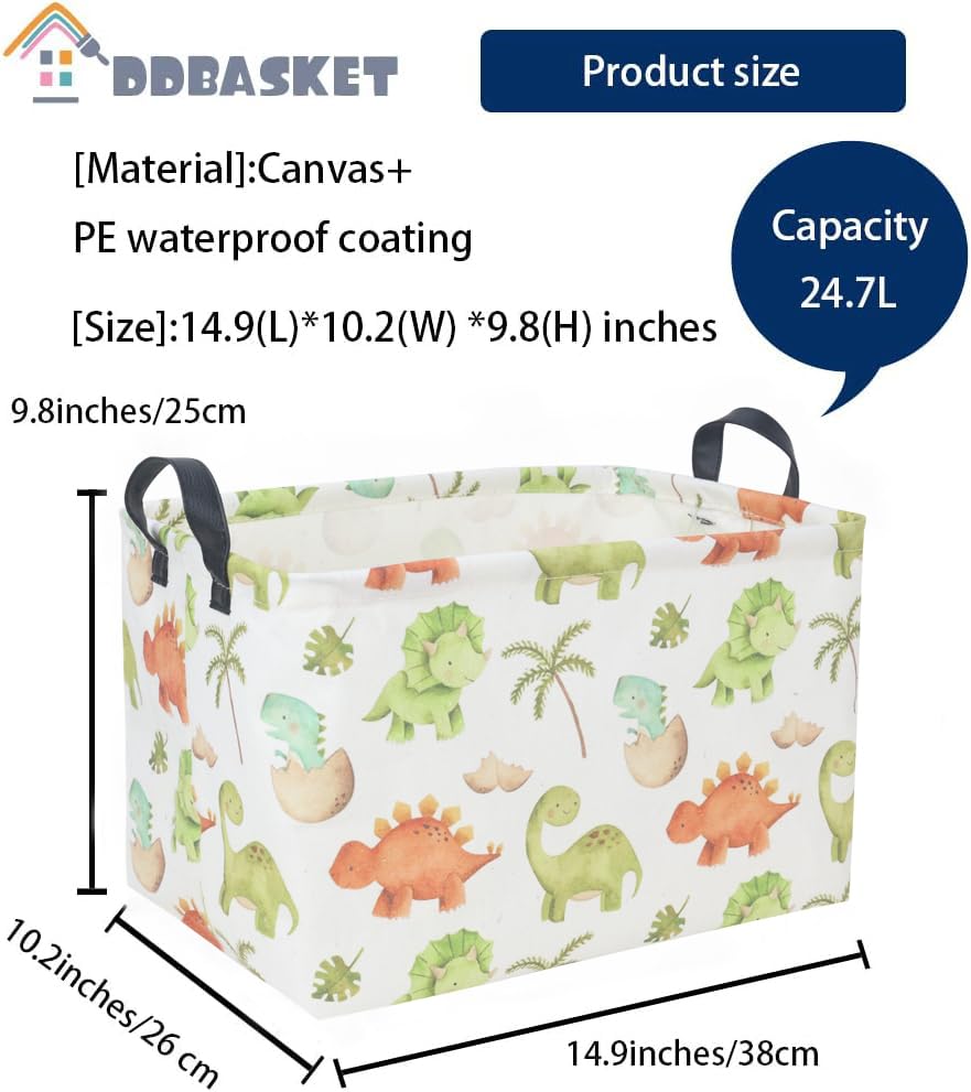 Image of Dinosaur Baskets Storage Basket Gift Basket Rectangular Cute Storage Bin Box Organizer Book Shelf Bins Dinosaur Room Decor(Cute dinosaur)