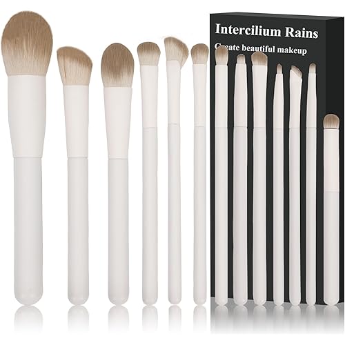 Makeup Brush Set Professional 13pcs，Premium Synthetic Powder Foundation Contour Blush Concealer Eyeshadow Blending Liner Make Up Brushes Kit（Milky B521）