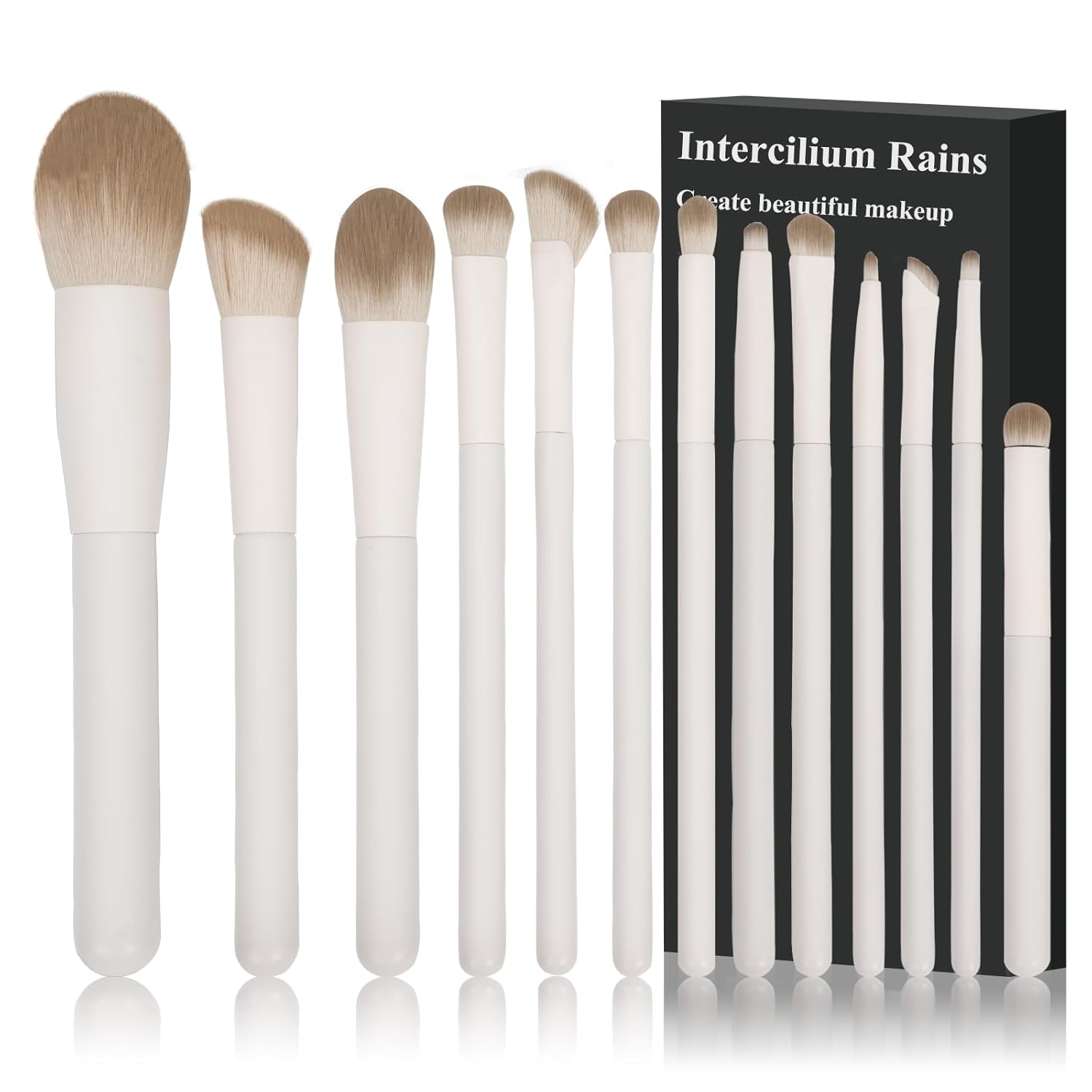 Makeup Brush Set Professional 13pcs,Premium Synthetic Powder Foundation Contour Blush Concealer Eyeshadow Blending Liner Make Up Brushes Kit(Milky B521)