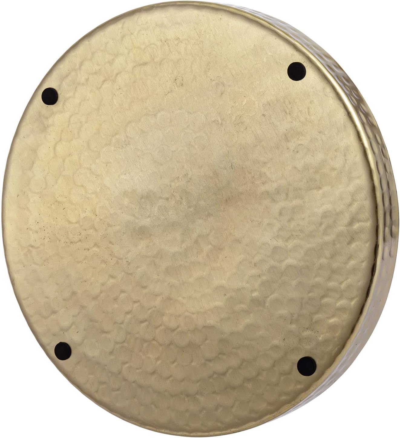 MyGift 11 Inch Deluxe Hammered Brass Round Decorative Tray - Aluminum Plated Serving Display Platter, Centerpieces and Vanity Tray - Handcrafted in India