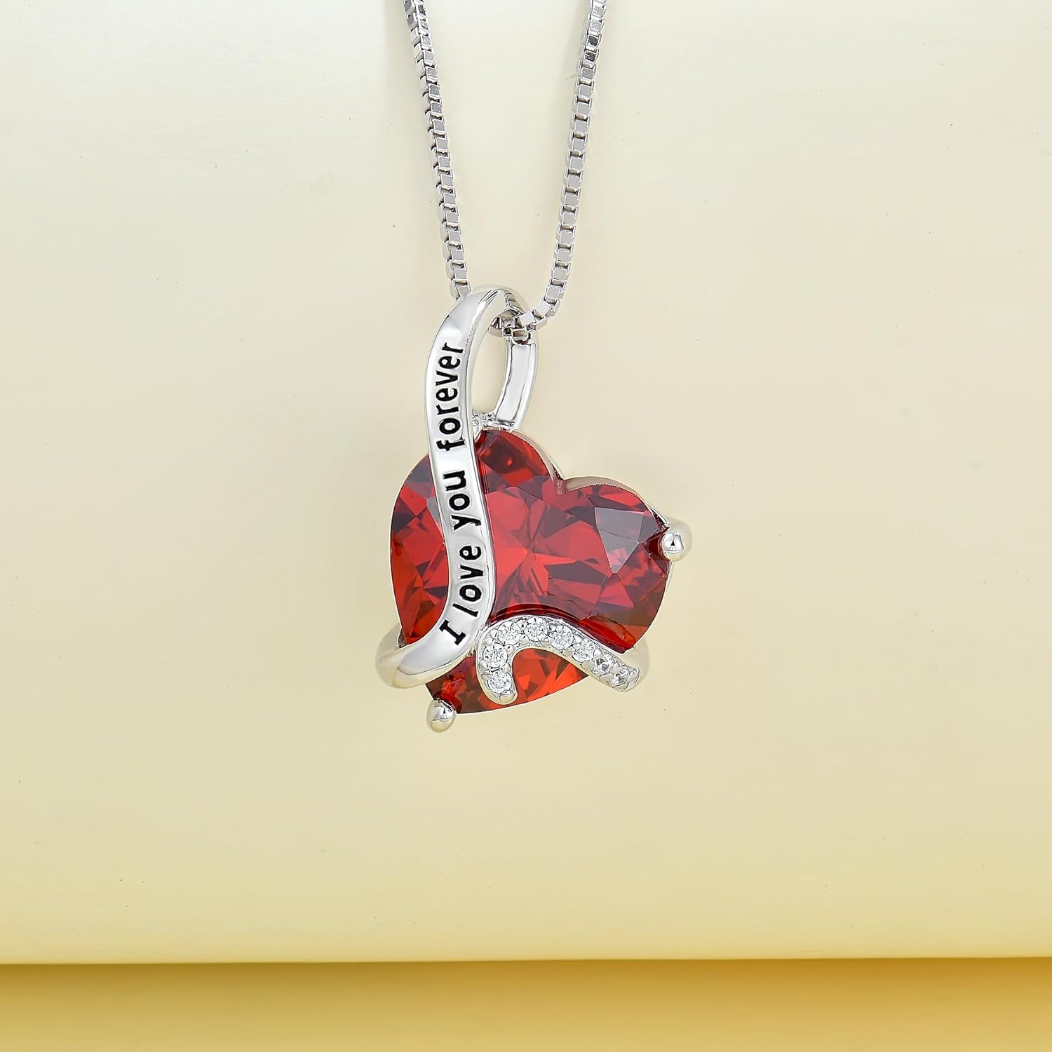 Women Heart Necklace 925 Sterling Silver I Love You Forever Pendant Necklace with Cubic Zirconia Jewelry - Image 4