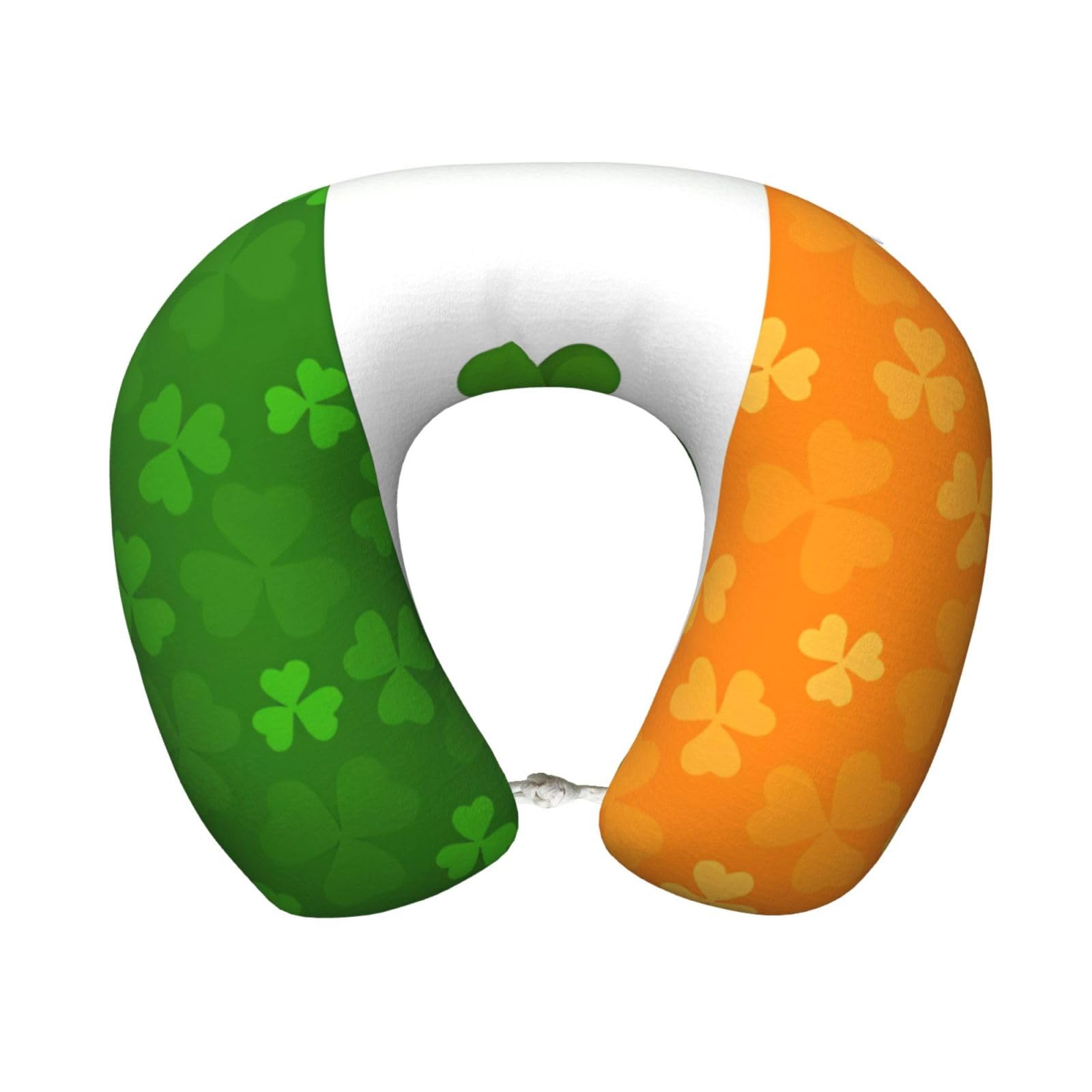 peiyeety Comfortable Irish Flag Print Memory Foam Travel Pillow - U-Shaped Neck Support for Trips, Office Naps, and More