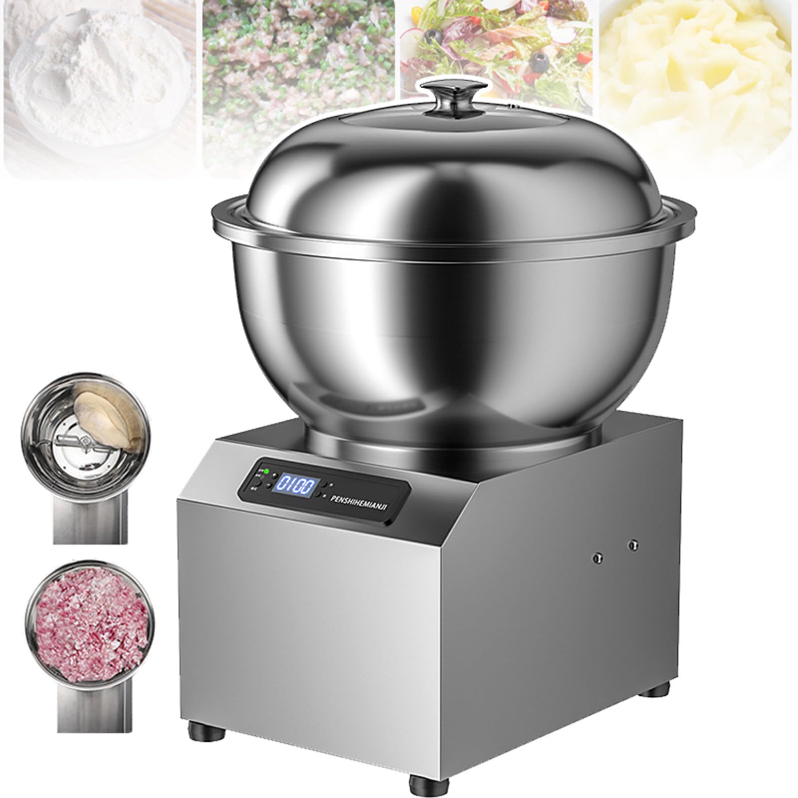 Pétrin à Spirale éLectrique Professionnel,PéTrin à PâTe en Acier Inoxydable 2200 W, Double Rotation, Minuterie 30 Minutes, Robuste, Idéal pour Boulangerie,Restaurant,Pizza,Pâte à Pain 5kg