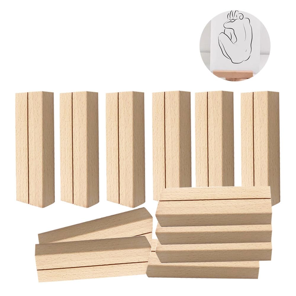 24 Porte-Cartes En Bois Naturel Birshe - Supports Photos Et Cartes Avec Colle Pour Mariage
