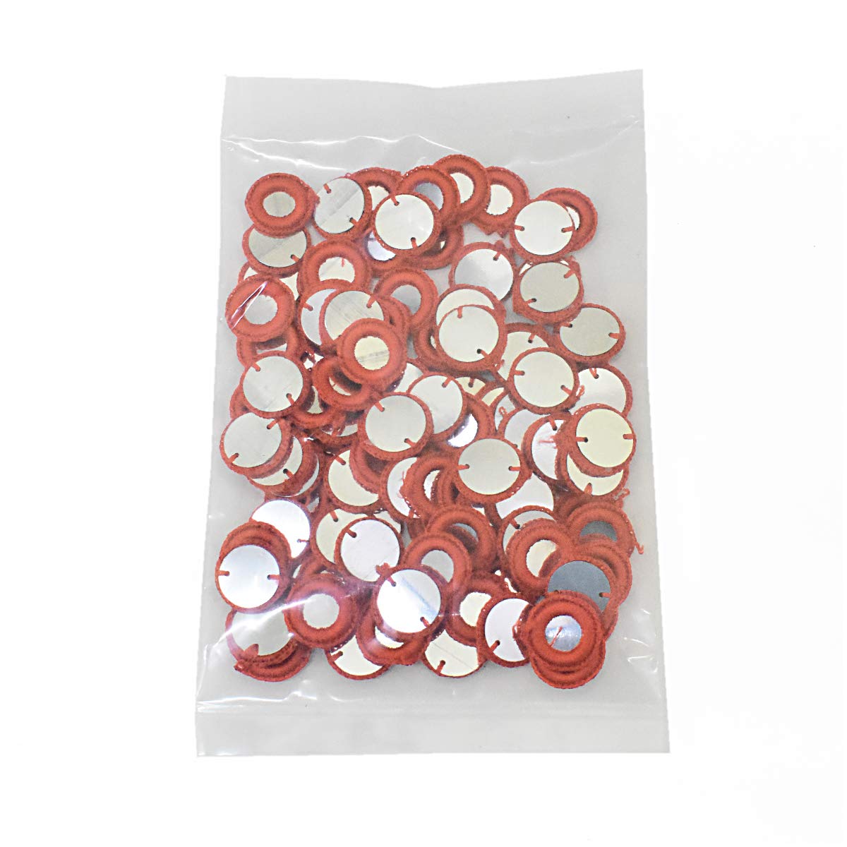 Embroiderymaterial 20MM Mirror Work Embroidery Rings for Sewing & Craft β Decorative Mirrors for Saree, Blouse, Lehenga & DIY Craft Projects (Red Orange, 100 Pieces) 1