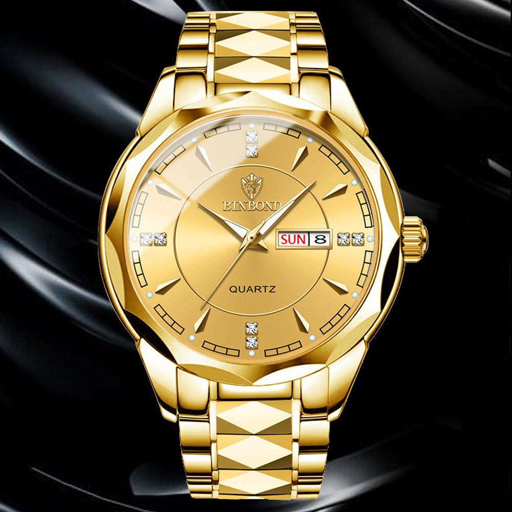 Montre analogique à quartz avec bracelet en acier inoxydable et calendrier pour couple