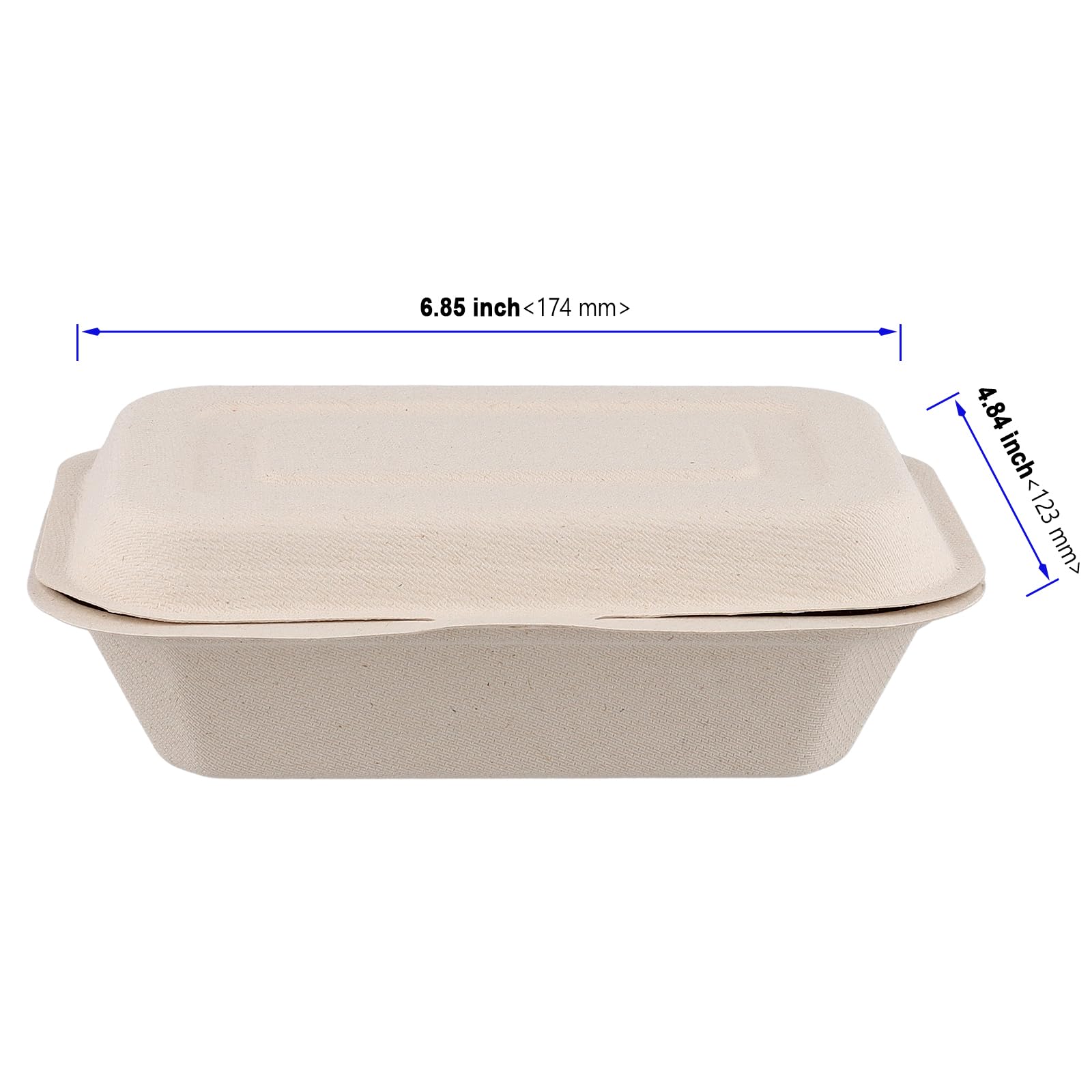 100 scatole di imballaggio per alimenti da asporto in pasta di carta, 17,4 x 12,3 cm/6,85 × 4,85 × 4,83 cm, contenitore per la preparazione dei pasti per la casa, ristorante