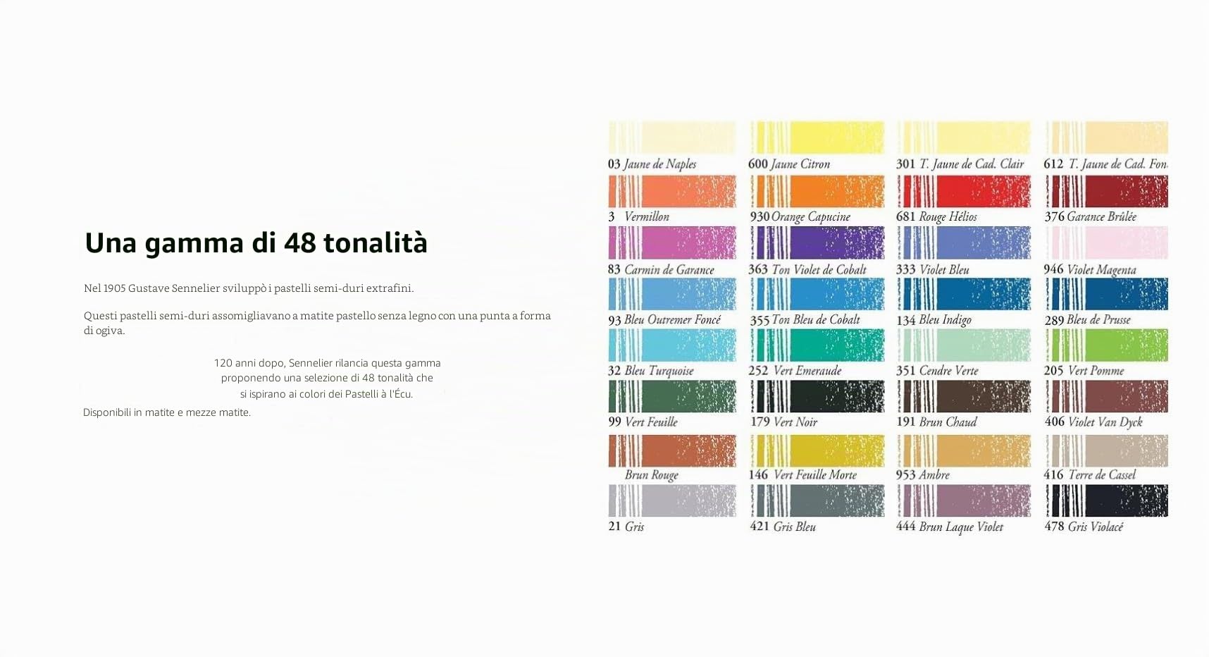 Sennelier 48 Matite Pastello Secche Extra Sottili e 1 Carta
