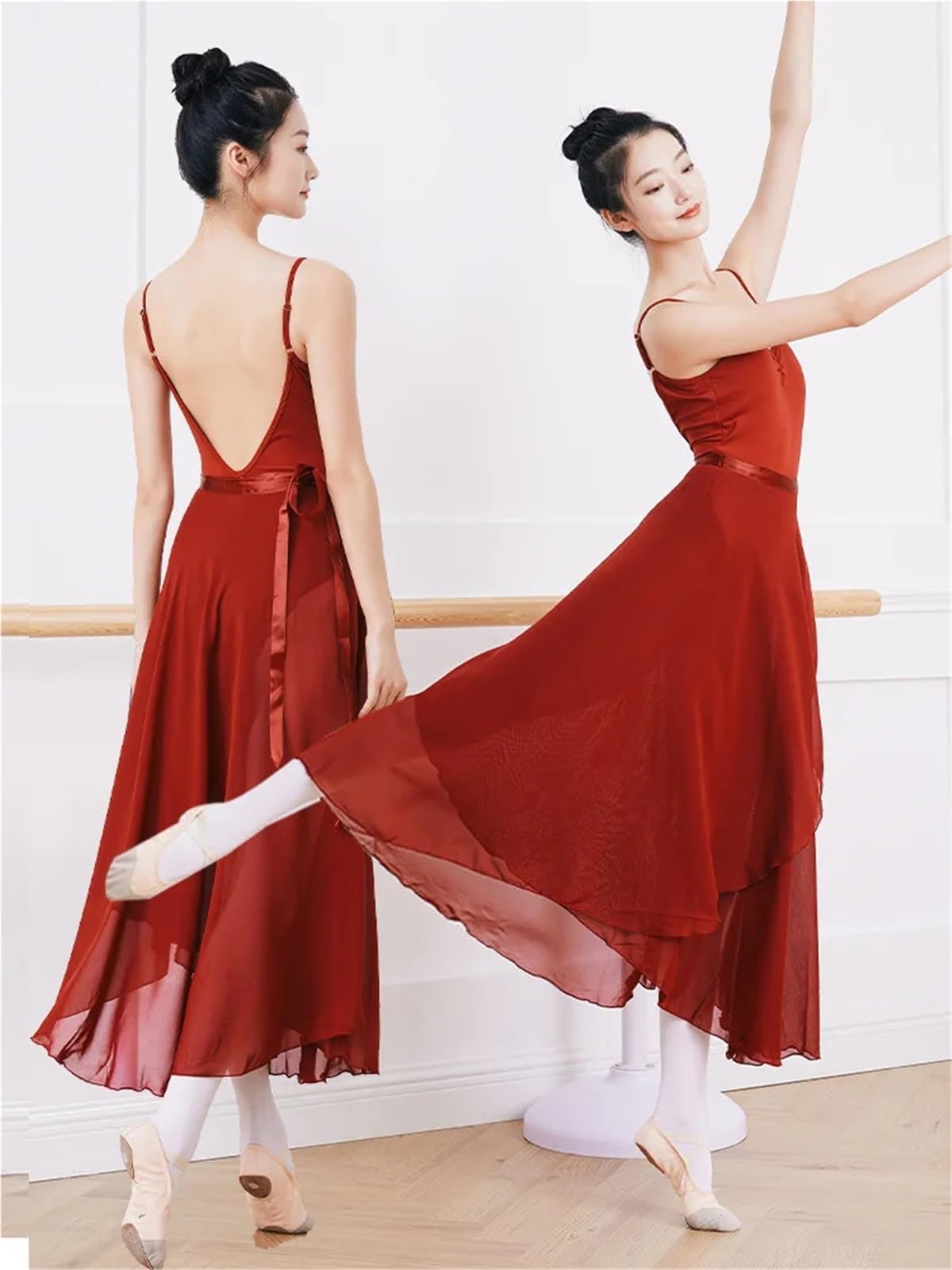 Falda de Ballet for Adultos, una Pieza, con Encaje, for práctica Gasa, Delantal Baile, Larga, for Profesora, for Mujer
