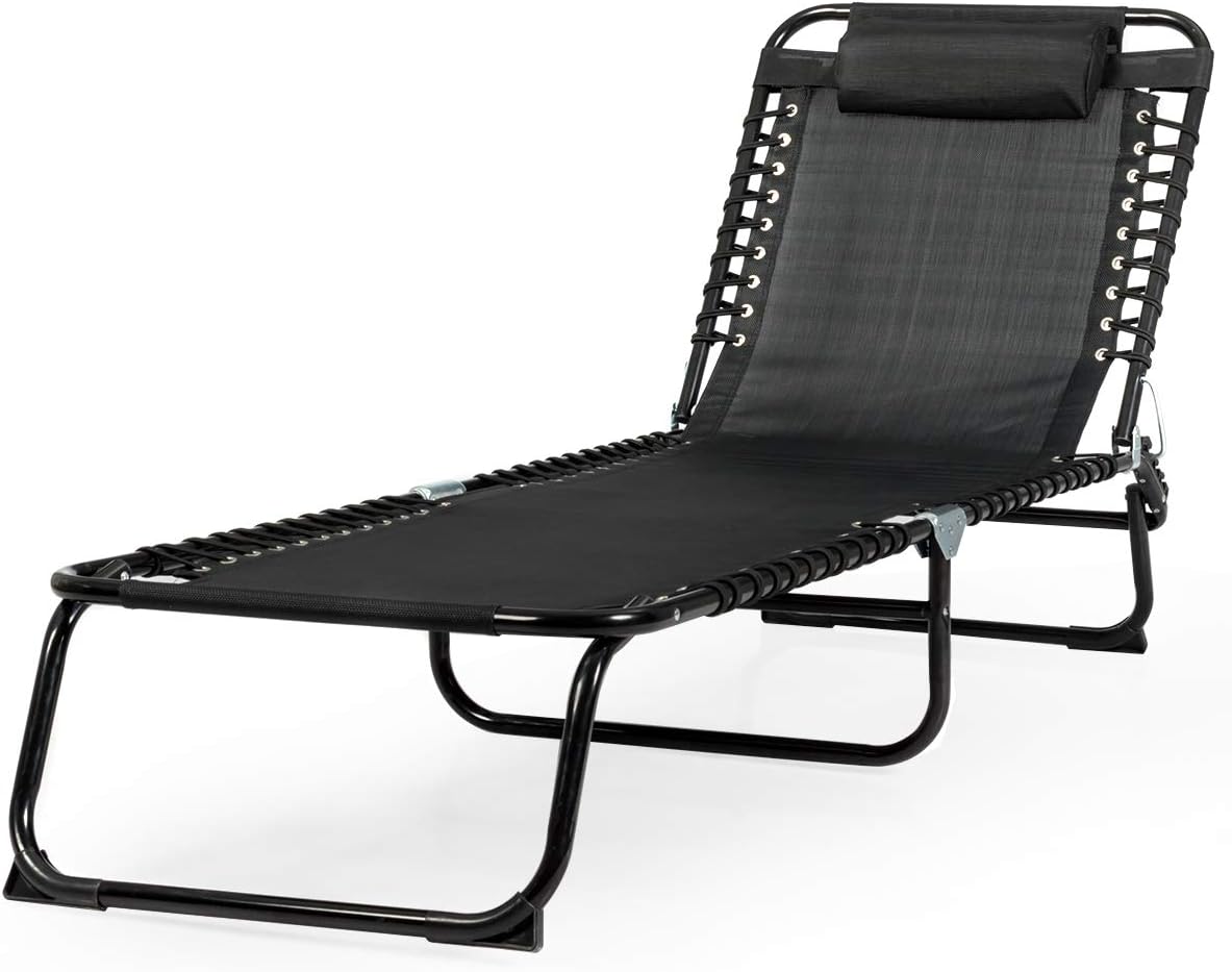 Goplus Folding Chaise Lounge Chair Portable Reclining Chair