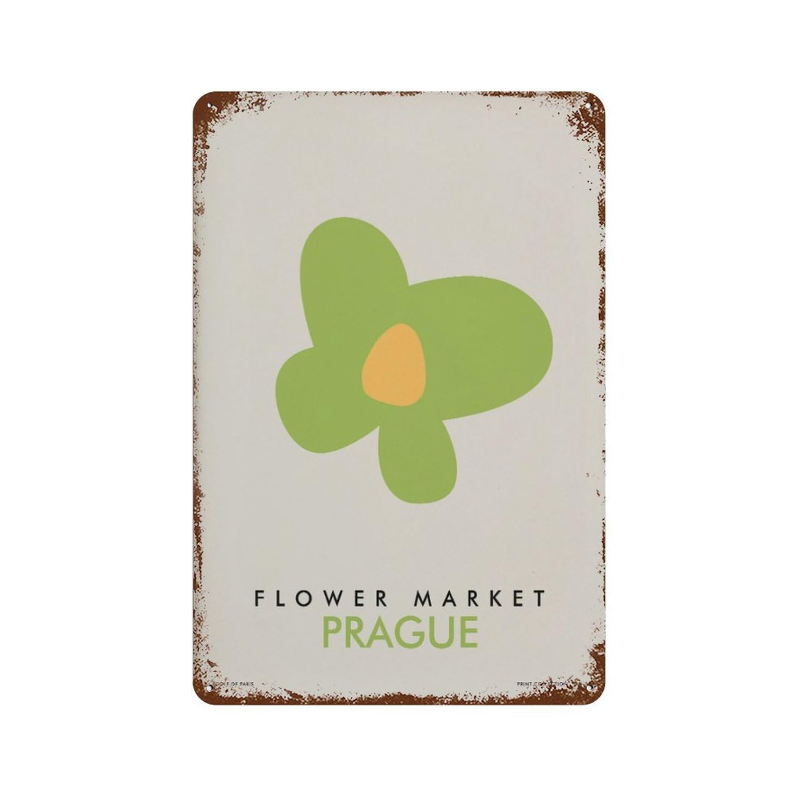 xiaoxiaoshen Flower Market Prague Modern Floral Wall Decor Art Metal Tin Poster Modern Home Decor Art Home Bar Shop Decorations Vintage Sign 30x20cm