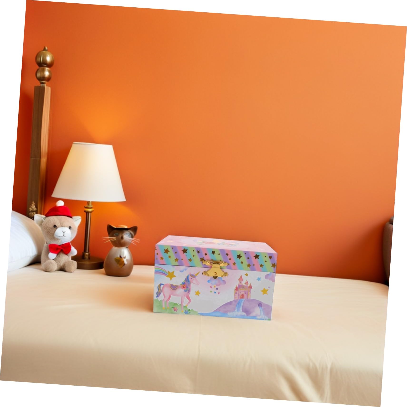 Joyero Musical de Unicornio para Niña con Almacenamiento Versátil de Madera y Metal, Caja Decorativa para Habitación Infantil y Obsequio de Cumpleaños