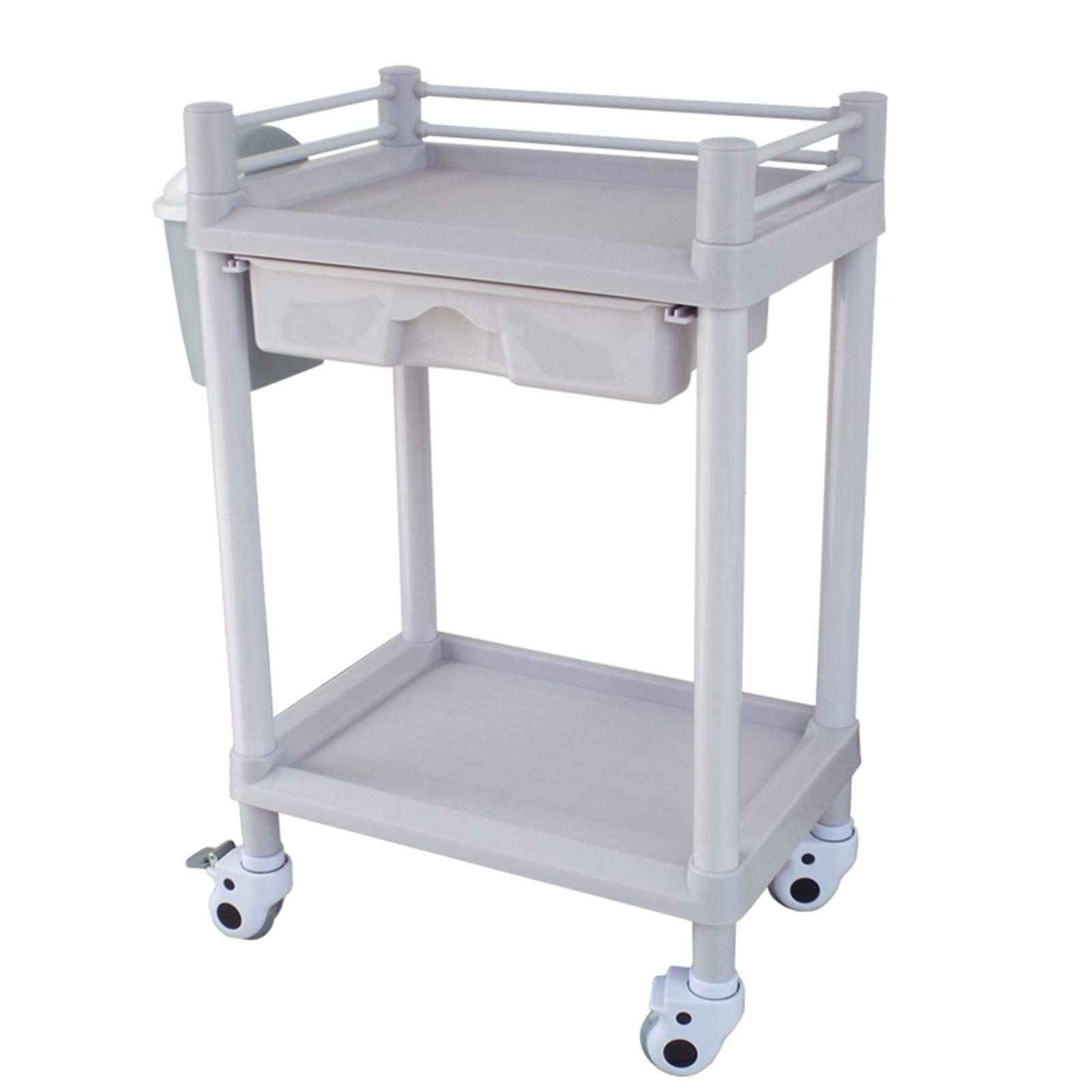TKJfdTY Multifunctional Utility Cart Service Storage Trolley Utility Carts 2 Tier Utility Rolling Trolley Storage Cart For Lab Instrument, Beauty Salon Spa & Make,One Drawer