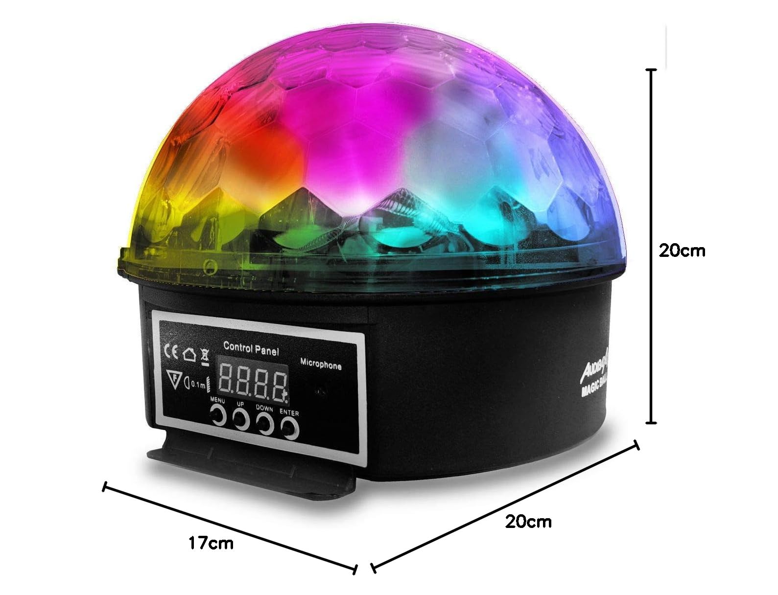 Audibax Magic Ball Mini Star - Luz LED para Fiestas con Conexión DMX - 6 LED de Alto Brillo de 3W RGBAW - Consumo 20W - Sincronización con Música o Modo Automático - Micrófono y Ventilador Interno