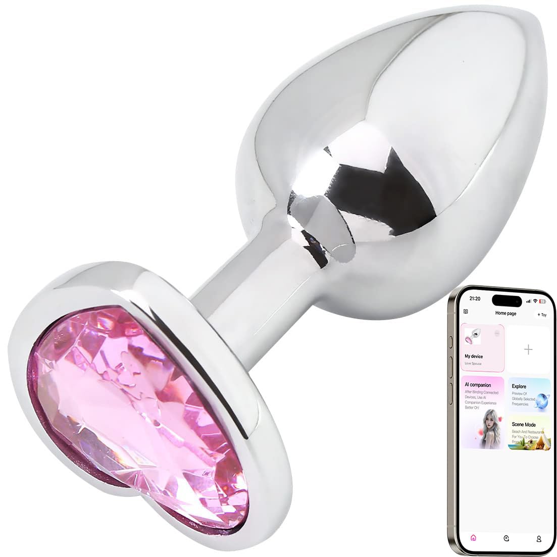Handsome Cock Medium Pink Jewelled Butt Plug
