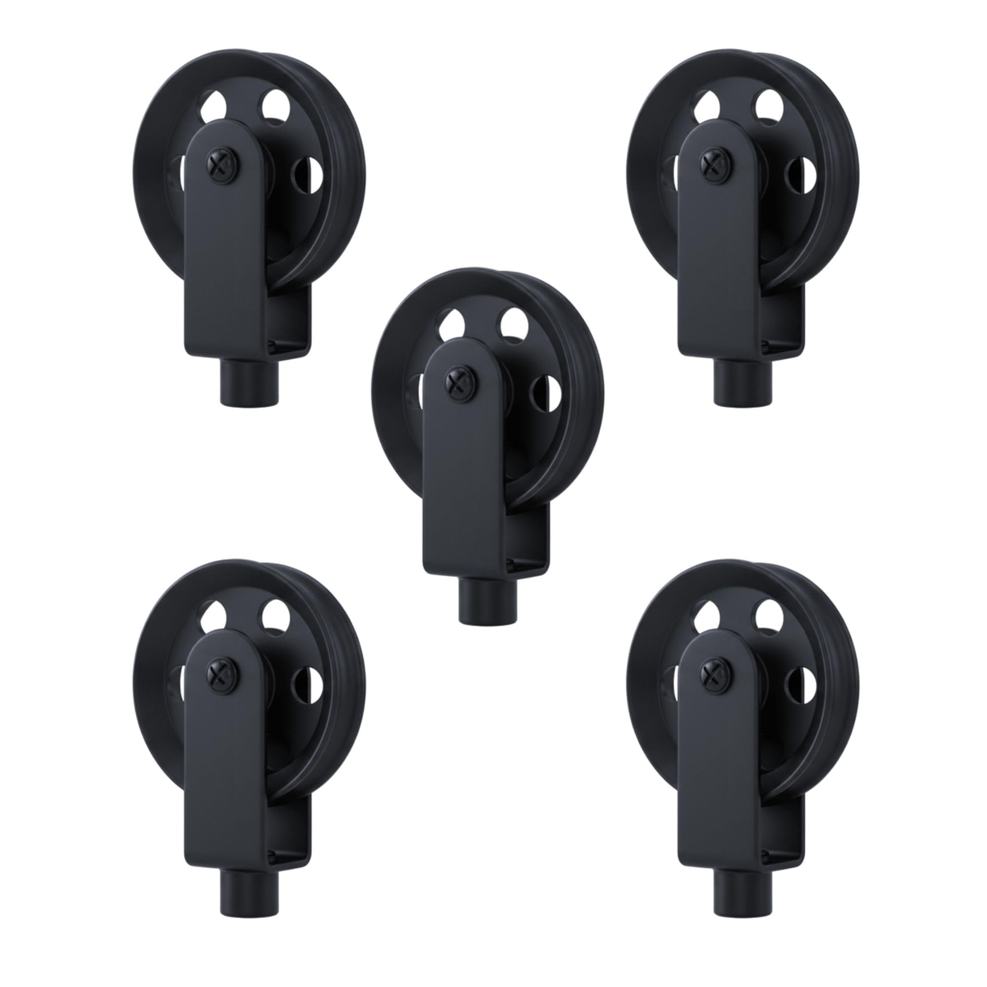 LEDSone 5 PCS Vintage Wall Ceiling Mount Pulleys, Black Pulley Wheels for Plug in Pendant Light, Wall Mount Lifting Towing Pulleys for Hanging Lamp Chandelier (Pack 5)