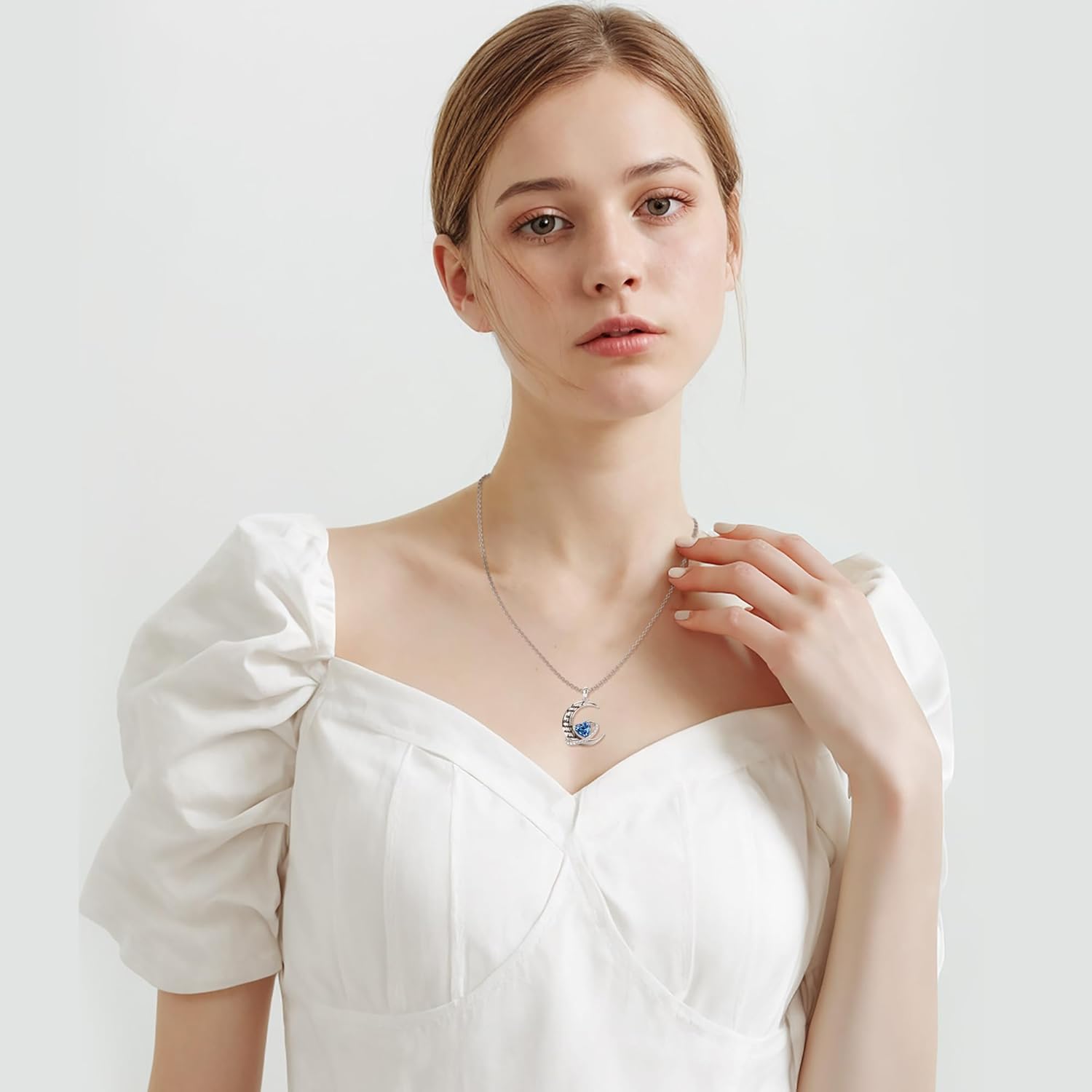 Distance Valentine's Day Gift I Love You to The Moon and Back Necklace for Women, S925 Sterling Silver Forever Love Heart Birthstone Necklace, Anniversary Birthday Jewelry Gifts for Her Wife Lover - Image 9