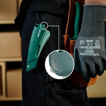 Nova Self retracting Squeeze Trigger Knife, Heavy Duty Box cutter, Utility Knife, Ambidextrous Design, Replaceable and Durable Blade, Ideal for cutting Boxes