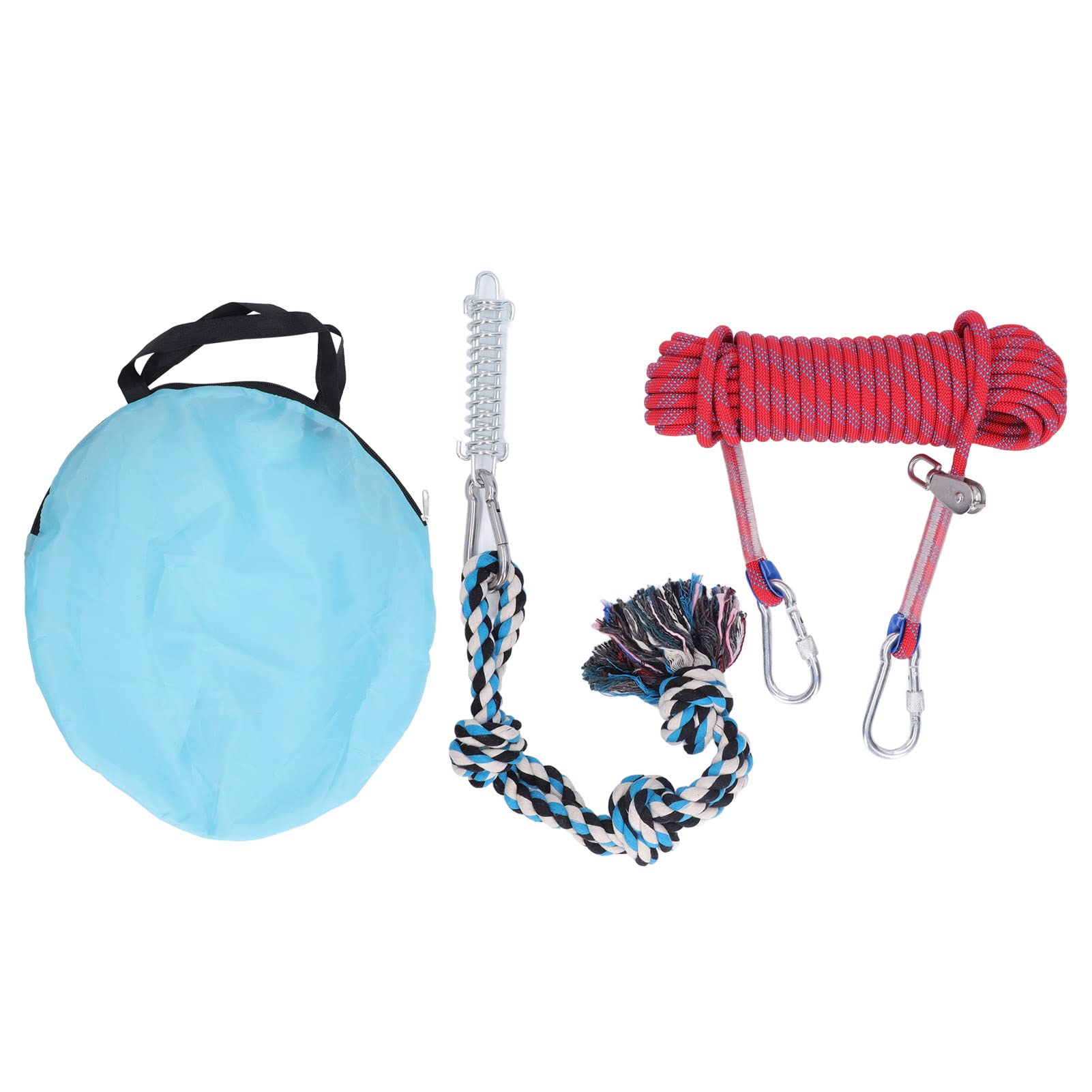 Gavigain Adjustable Dog Spring Pole Toy, Heavy Duty Cotton Rope, Sturdy Stainless Steel, Interactive Chase and Tug Exercise for Medium to Large Dogs (Red)