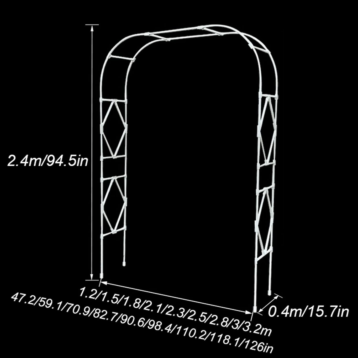 Metal Garden Arch - Outdoor Floral Support for Climbing Plants, Wedding & Party Decorative Arbor, Garden Archway for Backyard, Lawn & Patio - Available in 9 Sizes