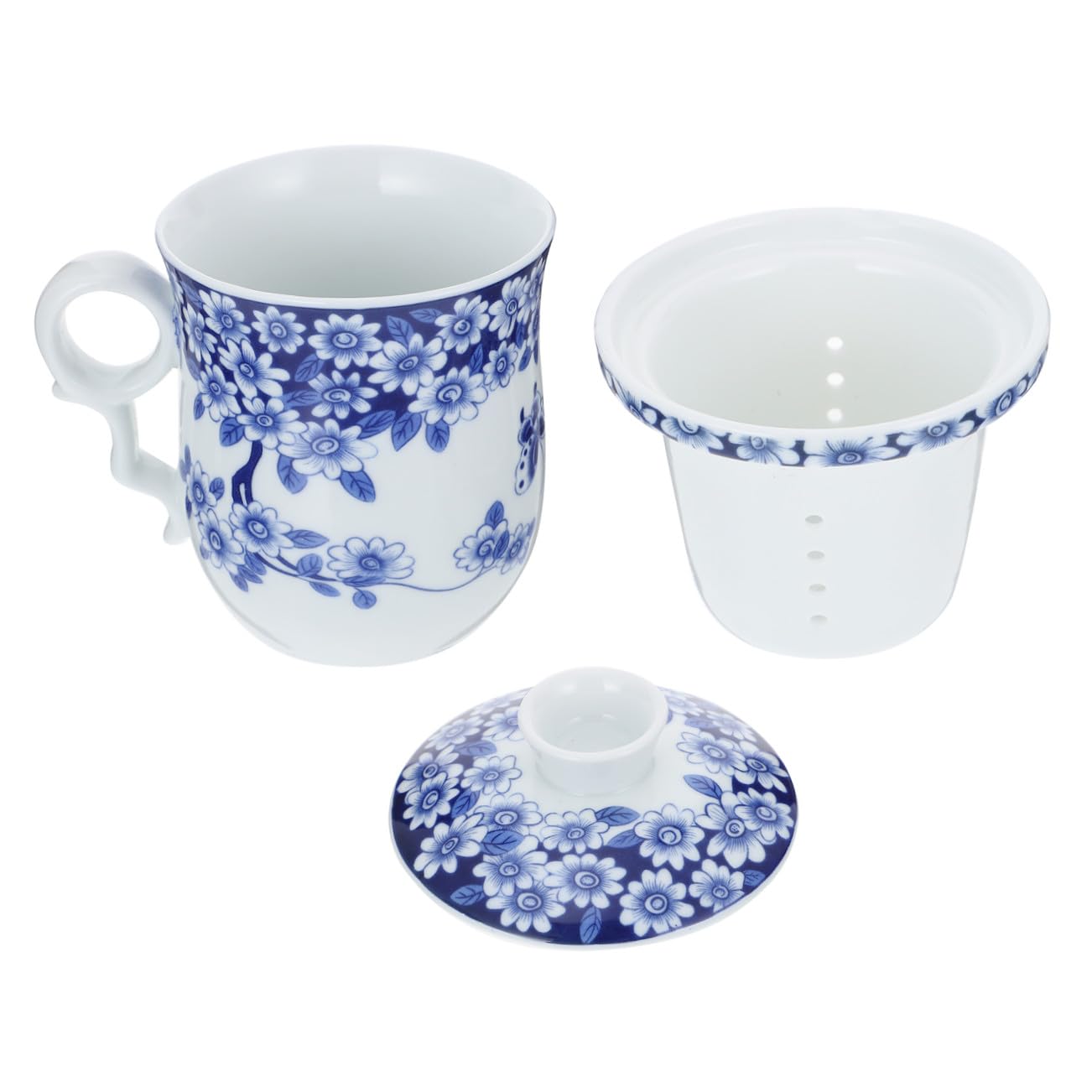 GLEAVI Tazza da Tè in Porcellana Blu e Bianca Classica, 1 Pezzo