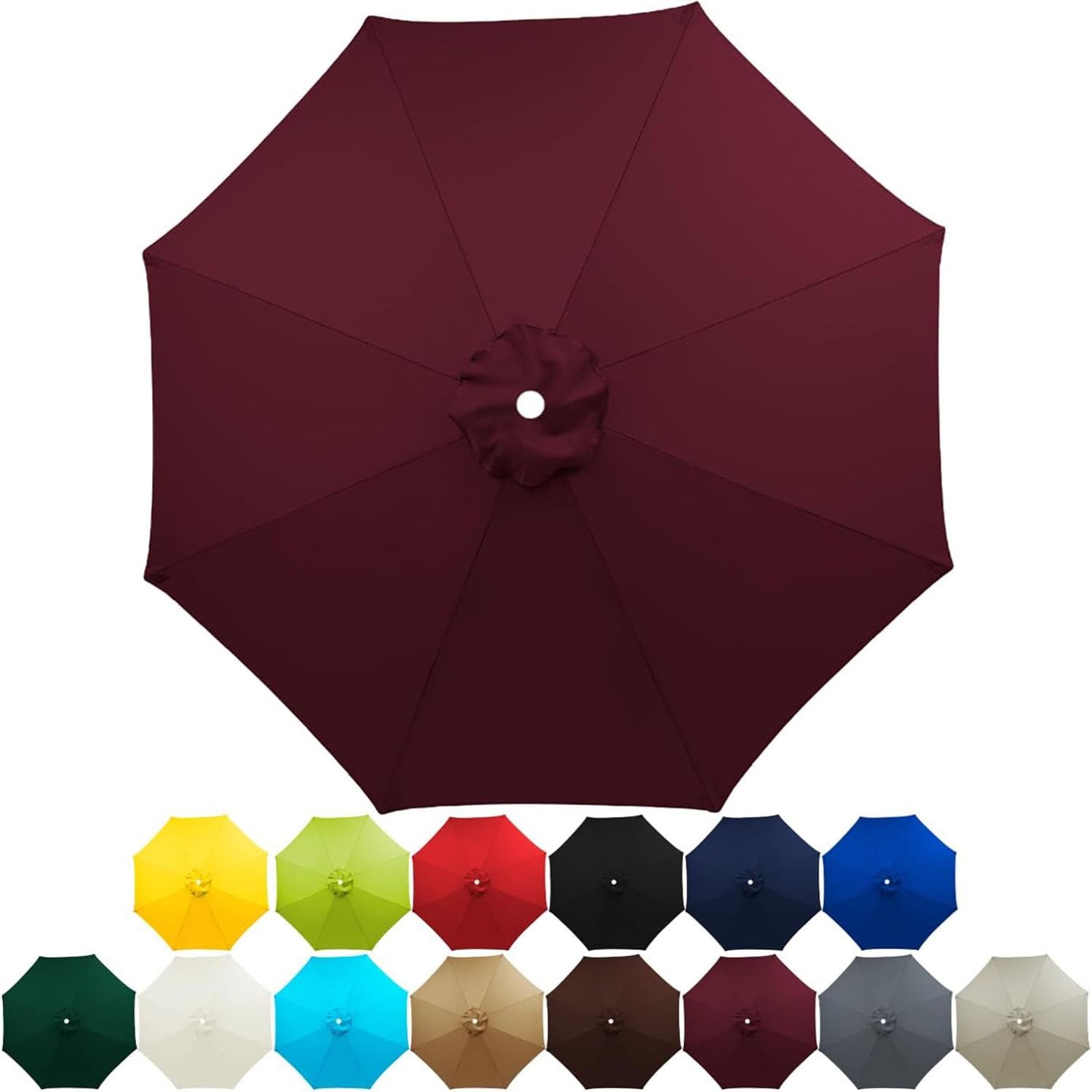 MSNCS Umbrella Replacement Canopy Cover 6 Ribs/8 Ribs,Outdoor Patio Umbrella Replacement Canopy,Protective Replacement Parasol Fabric Standby Cover,Canopy Only(Color9,7.5ft(2.3m)/8ribs)