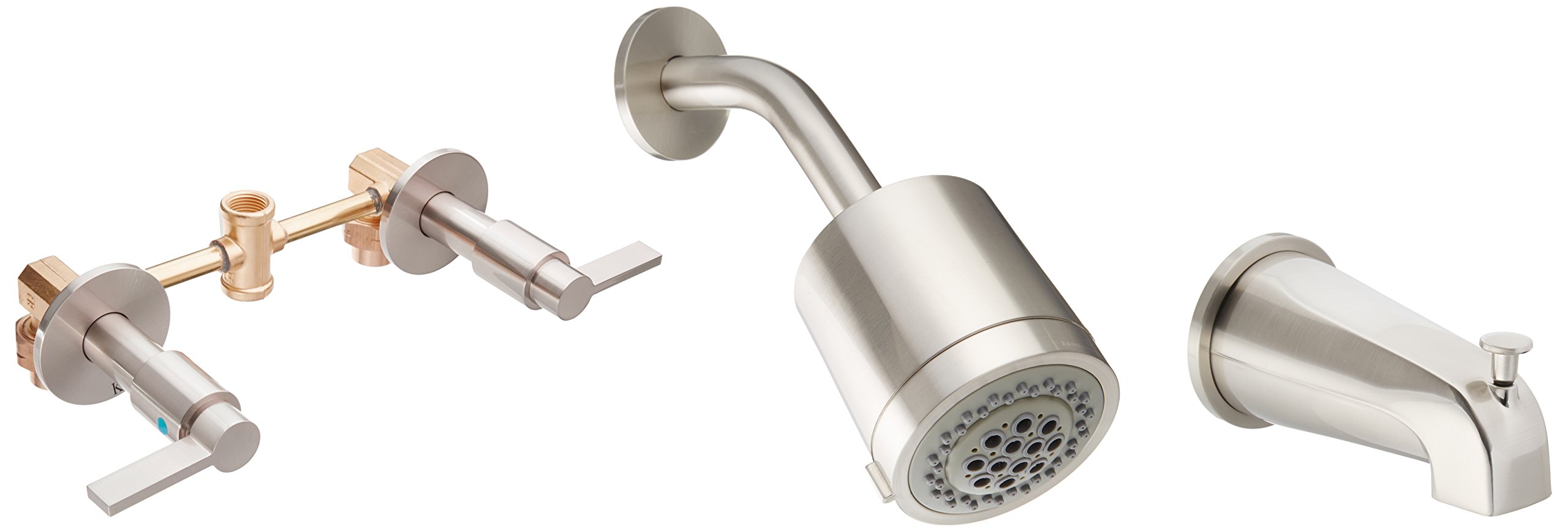 Elements of Design EBX8148NDL Dubai - Rubinetto per vasca da bagno e doccia, portata 5 cm, nichel satinato