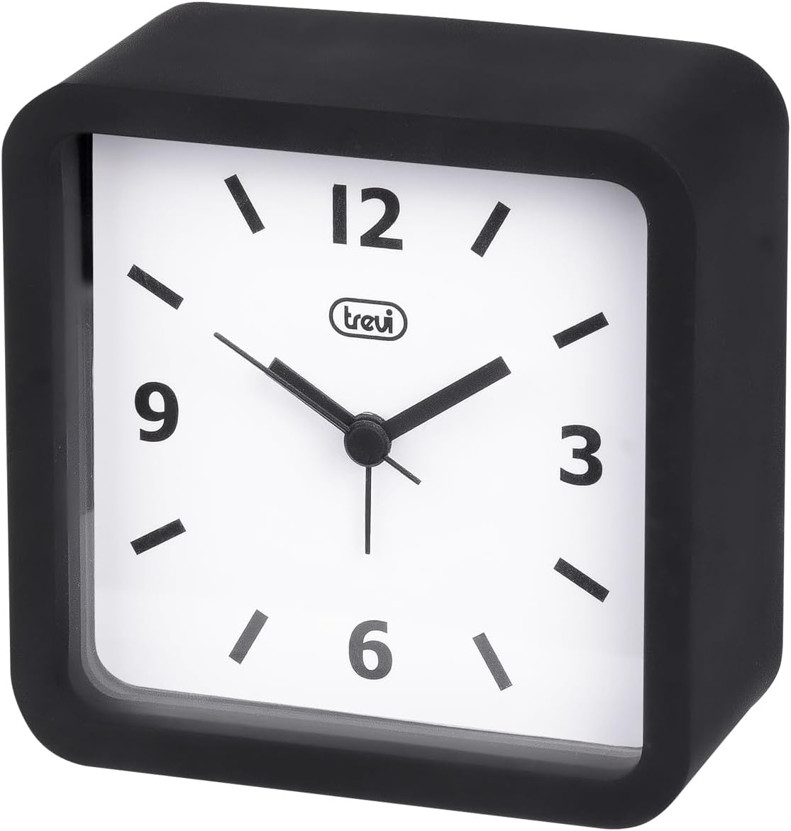 Trevi SL 3820 Large Dial Rubber Finish Shock Resistant Silicone Case Silent Sweep Movement Wall Hanging Alarm Clock Black