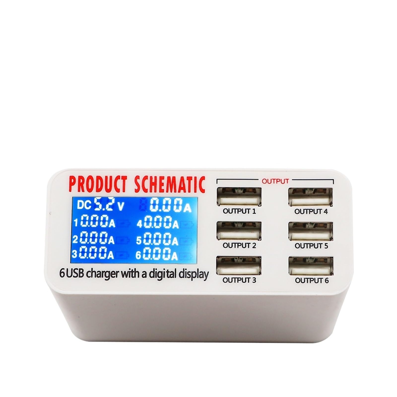 Stazione Ricarica, 6 Porte USB Caricatore A Ricarica Rapida Display LED Stazione Di Ricarica USB Multipla Dock Ricarica Universale For Telefono Cellulare(40W-896,P)
