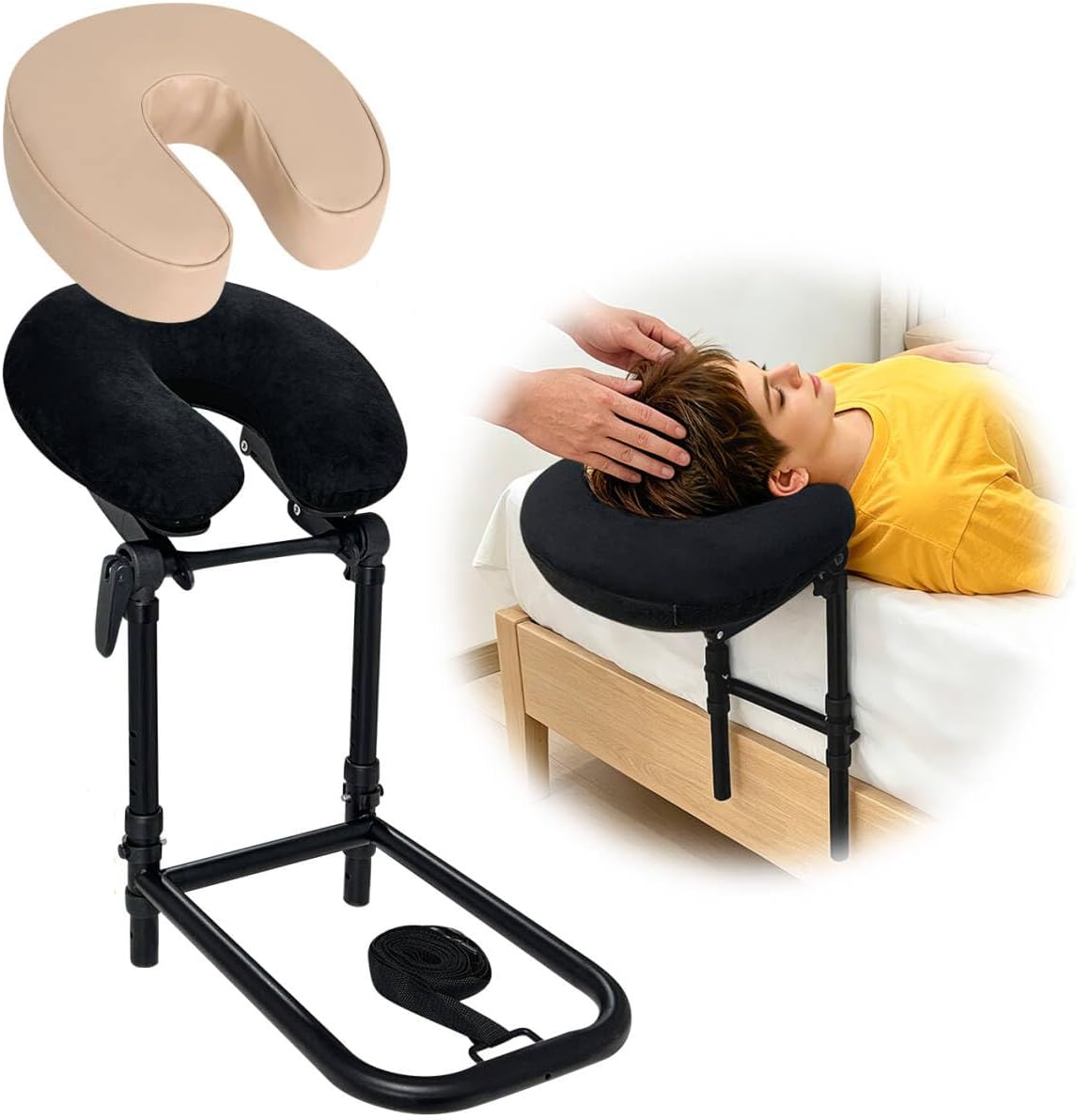 AOSSA Massage Headrest for Bed Face Cradle Pillow – Adjustable Mattress Top Massage Kit with Face Down Cushion, Home Spa and Salon Bed Attachment, Also for Eye Surgery Recovery