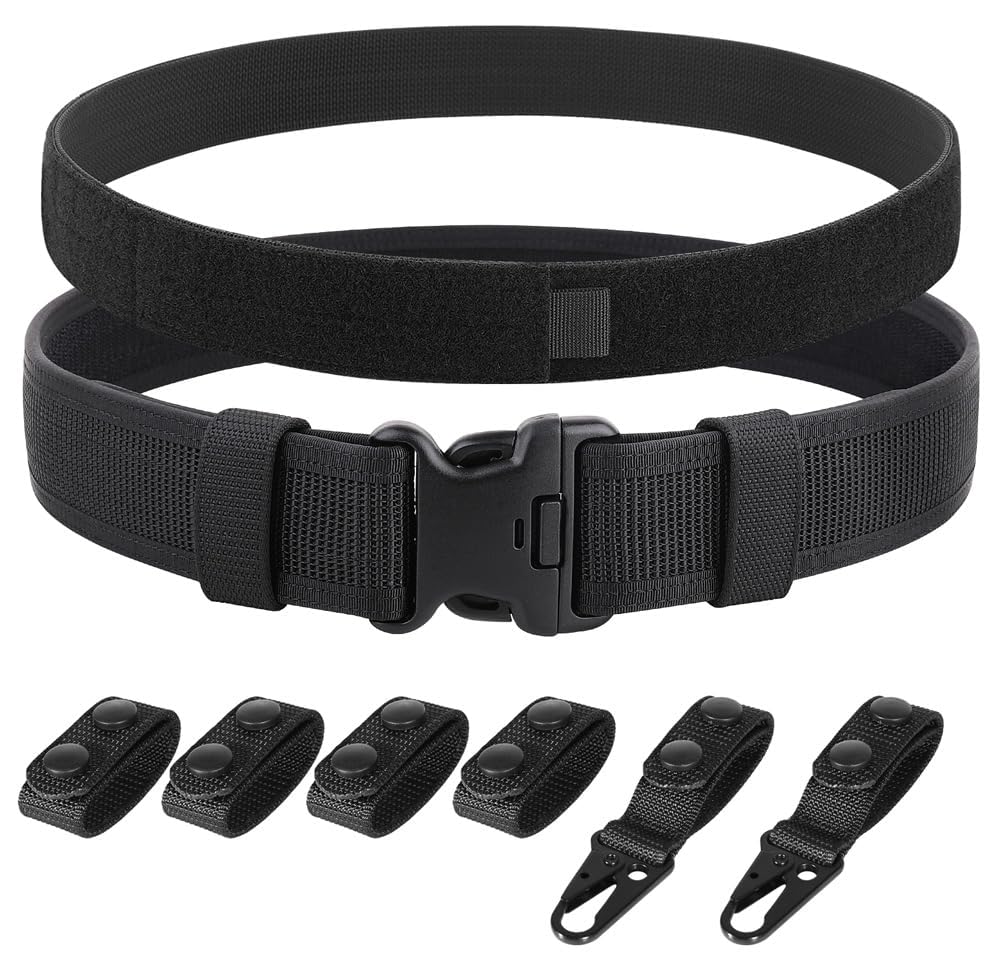 KRYDEX Duty Belts Law Enforcement 2 Inch Police Belt Heavy Duty Belt with 4 Pcs Belt Keepers, Black